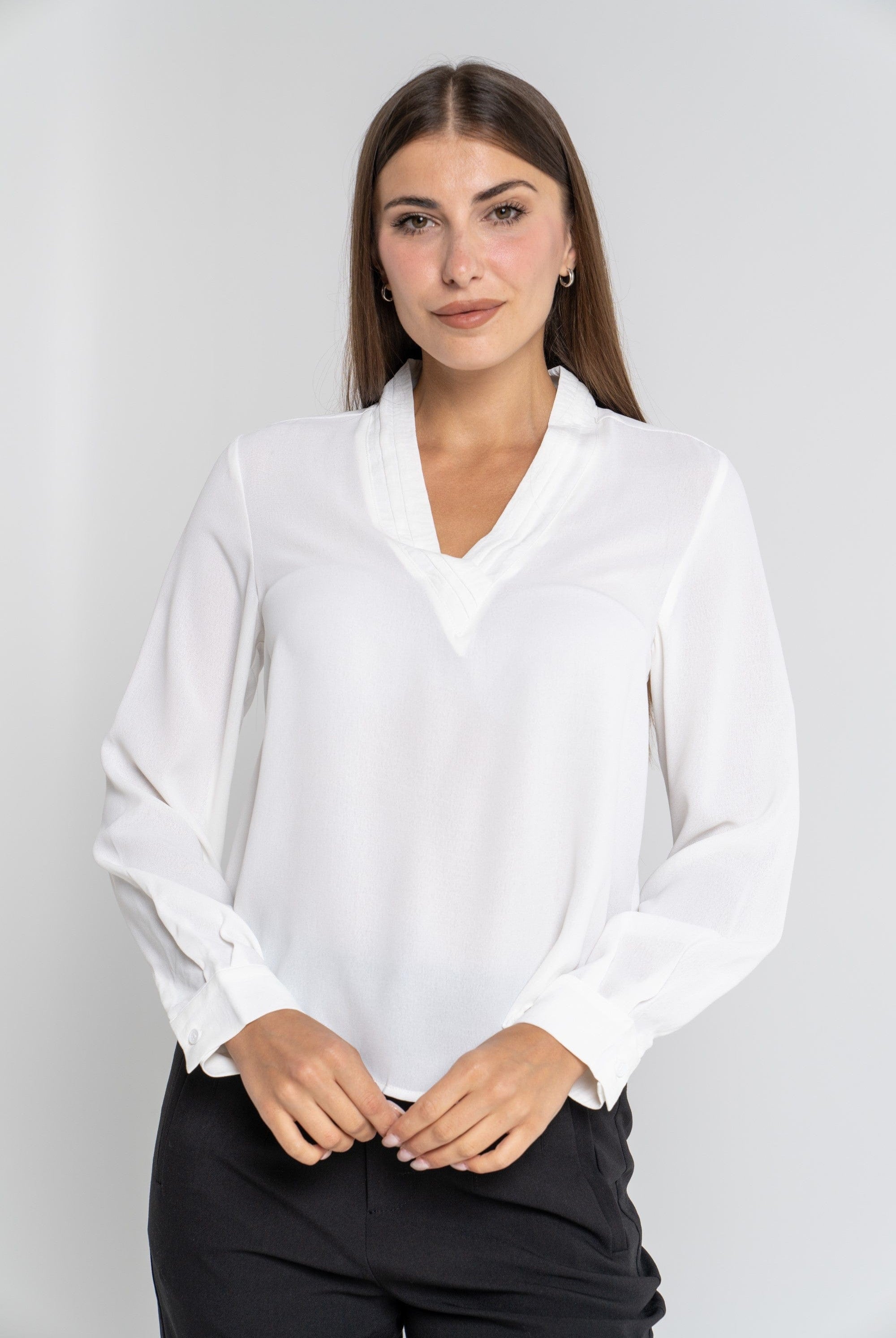 ميكا قميص سادة أكمام طويلة نسائي