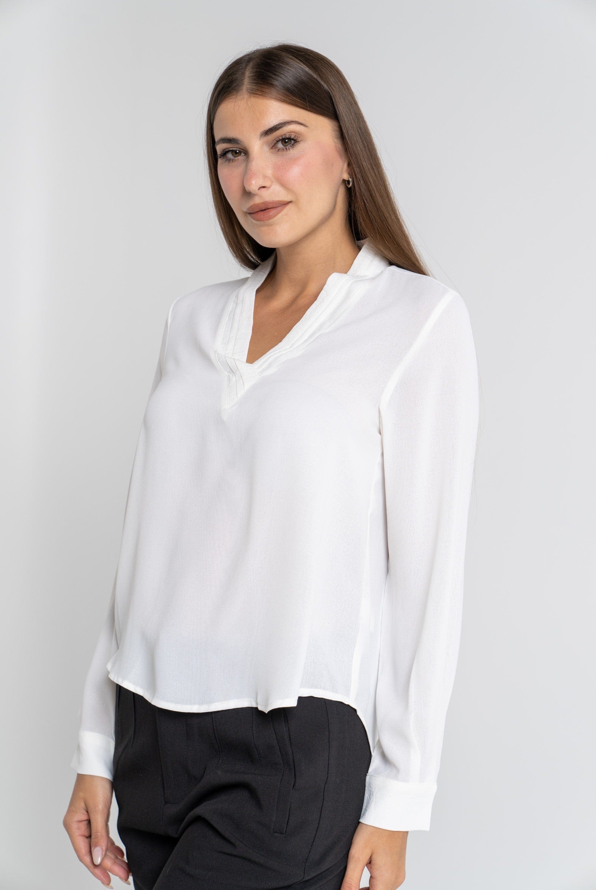 ميكا قميص سادة أكمام طويلة نسائي