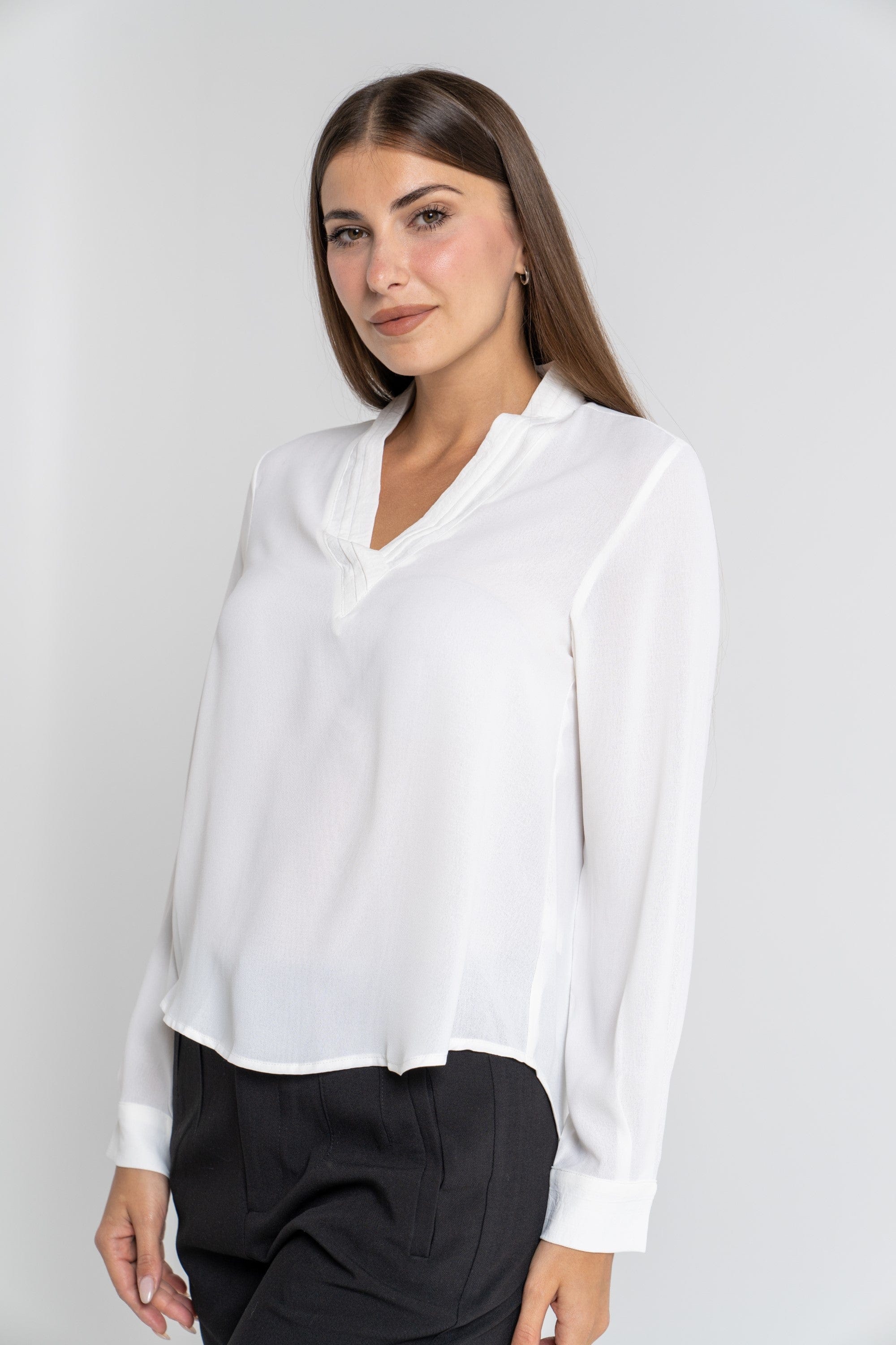 ميكا قميص سادة أكمام طويلة نسائي