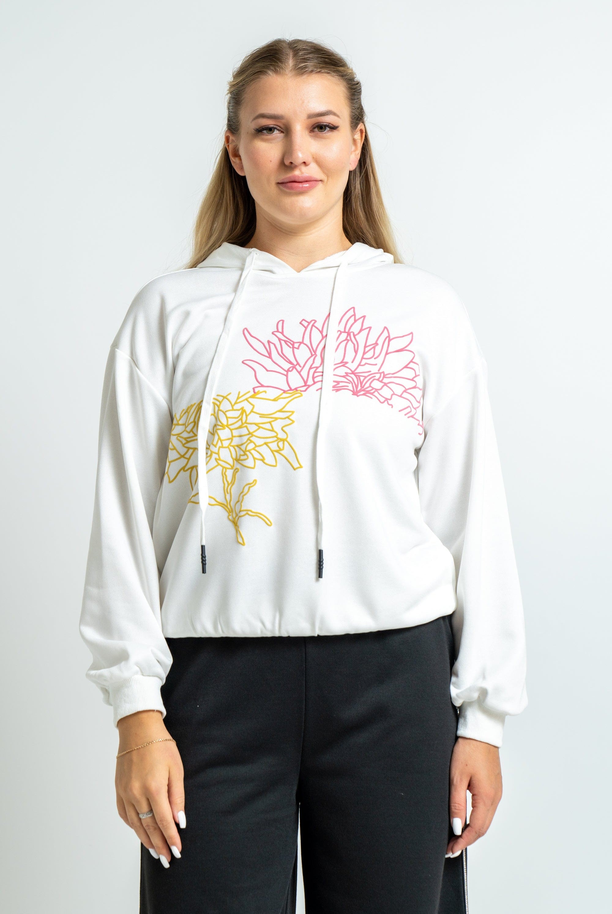 ميكا سويت شيرت مطبوع بغطاء للرأس نسائى