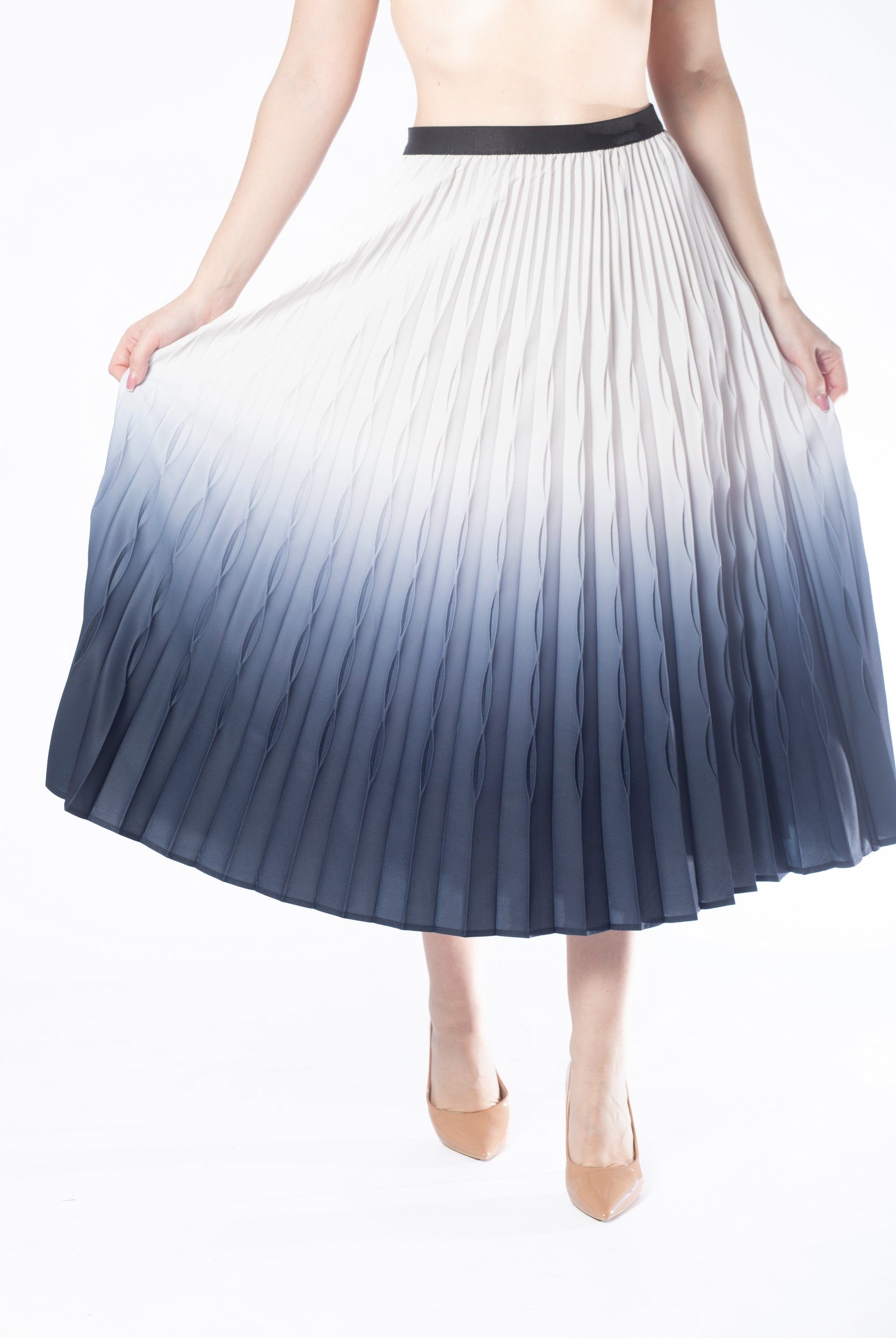 تنورة ميدي بكسرات ملون نسائي