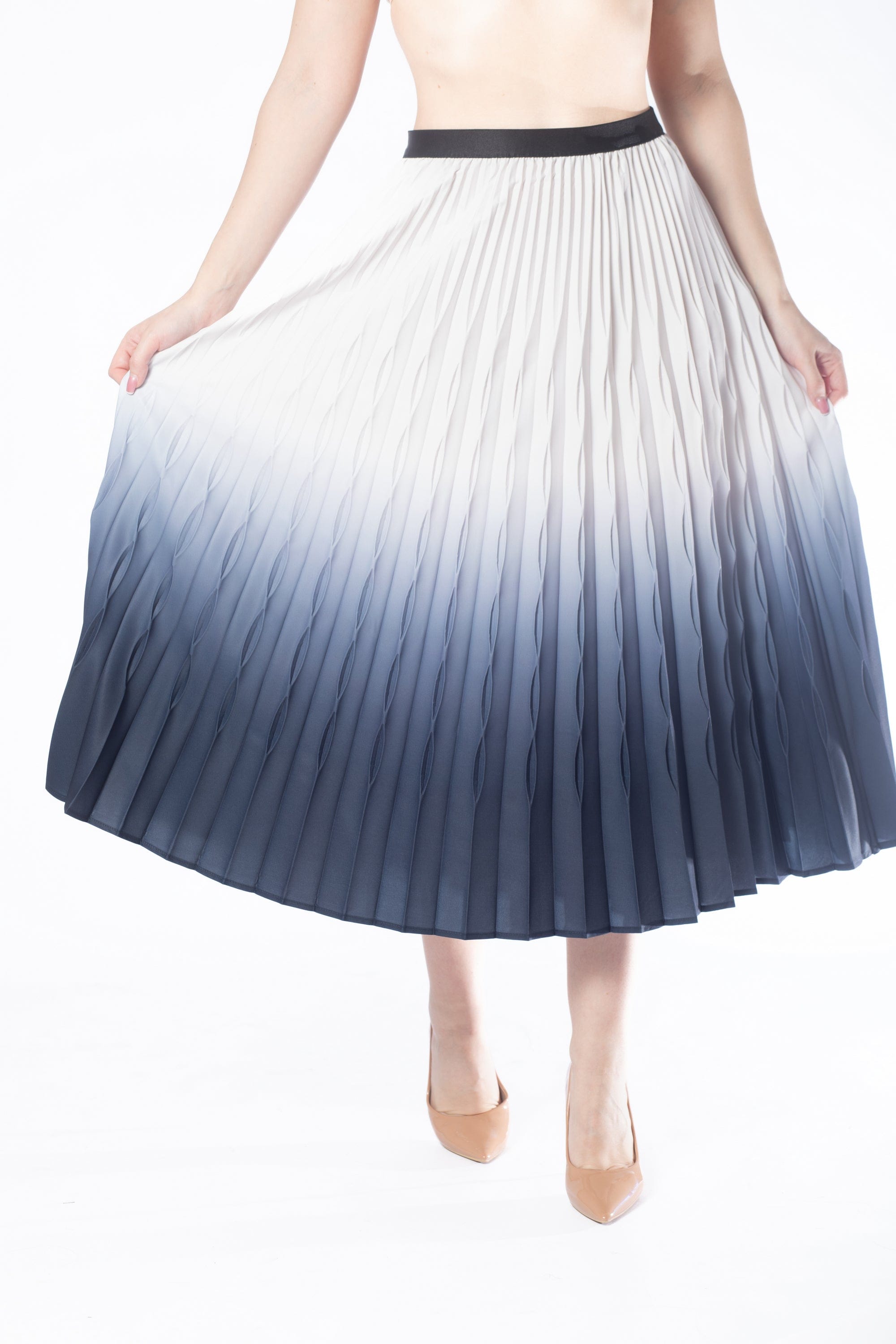 تنورة ميدي بكسرات ملون نسائي