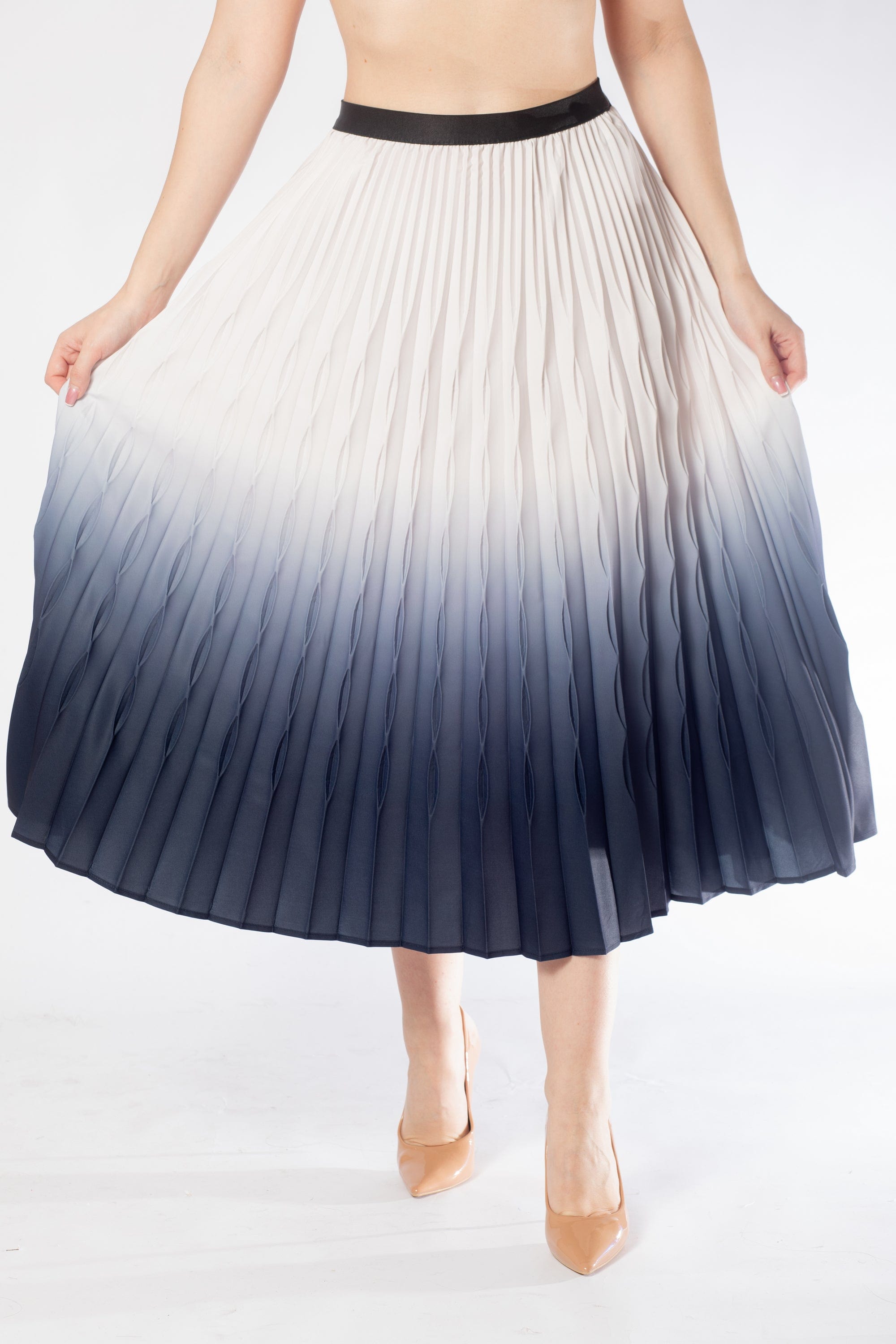 تنورة ميدي بكسرات ملون نسائي