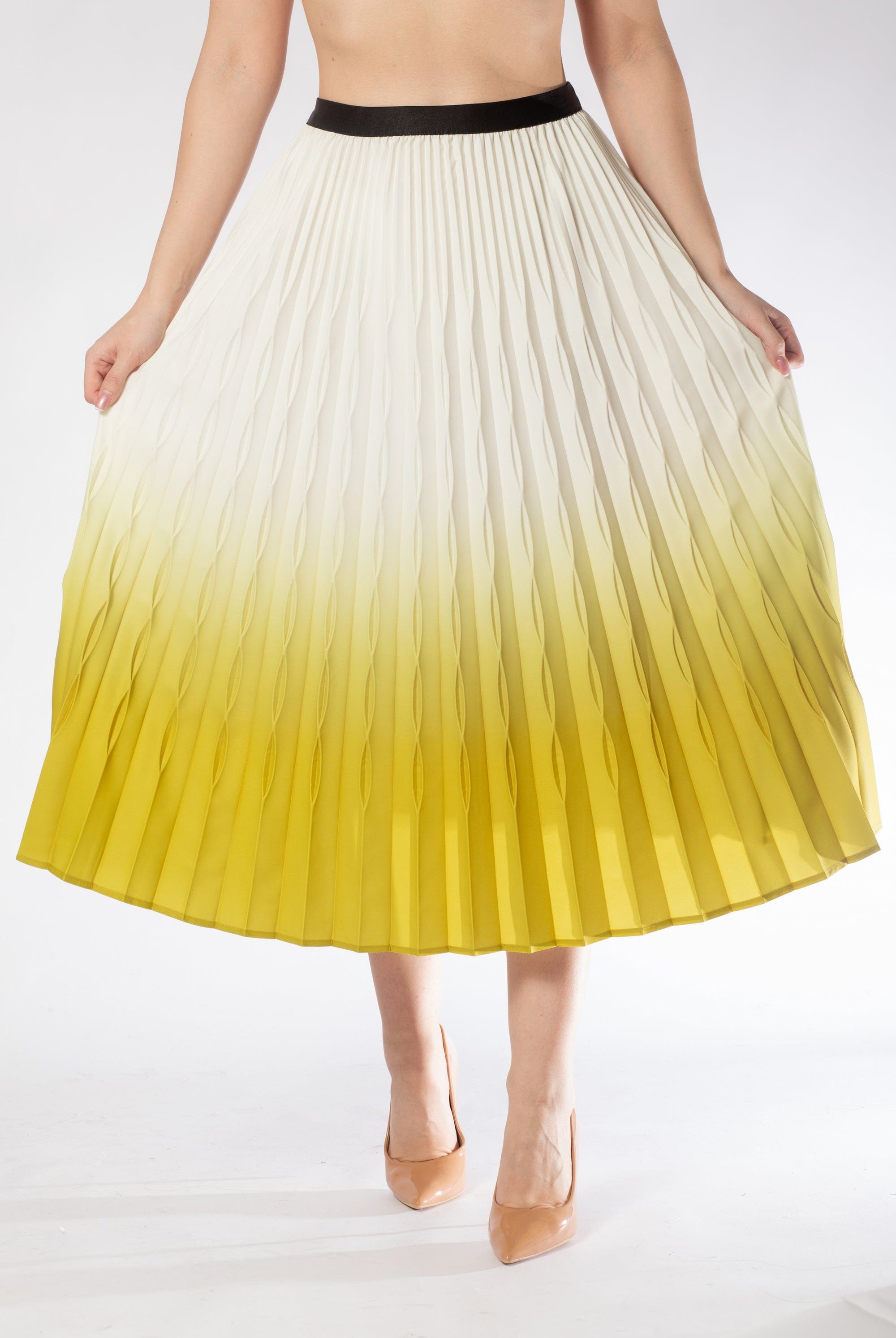 تنورة ميدي بكسرات ملون نسائي