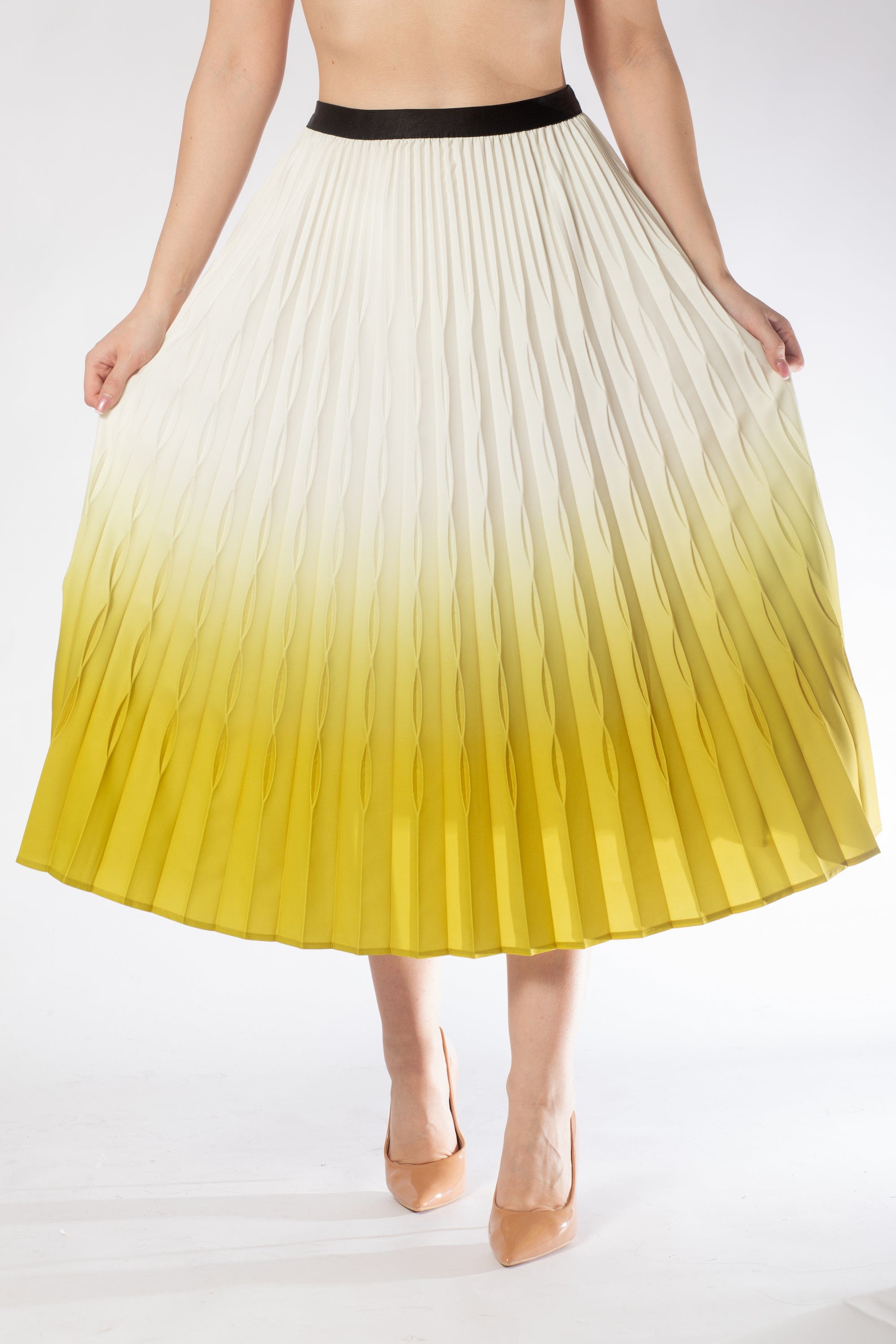 تنورة ميدي بكسرات ملون نسائي