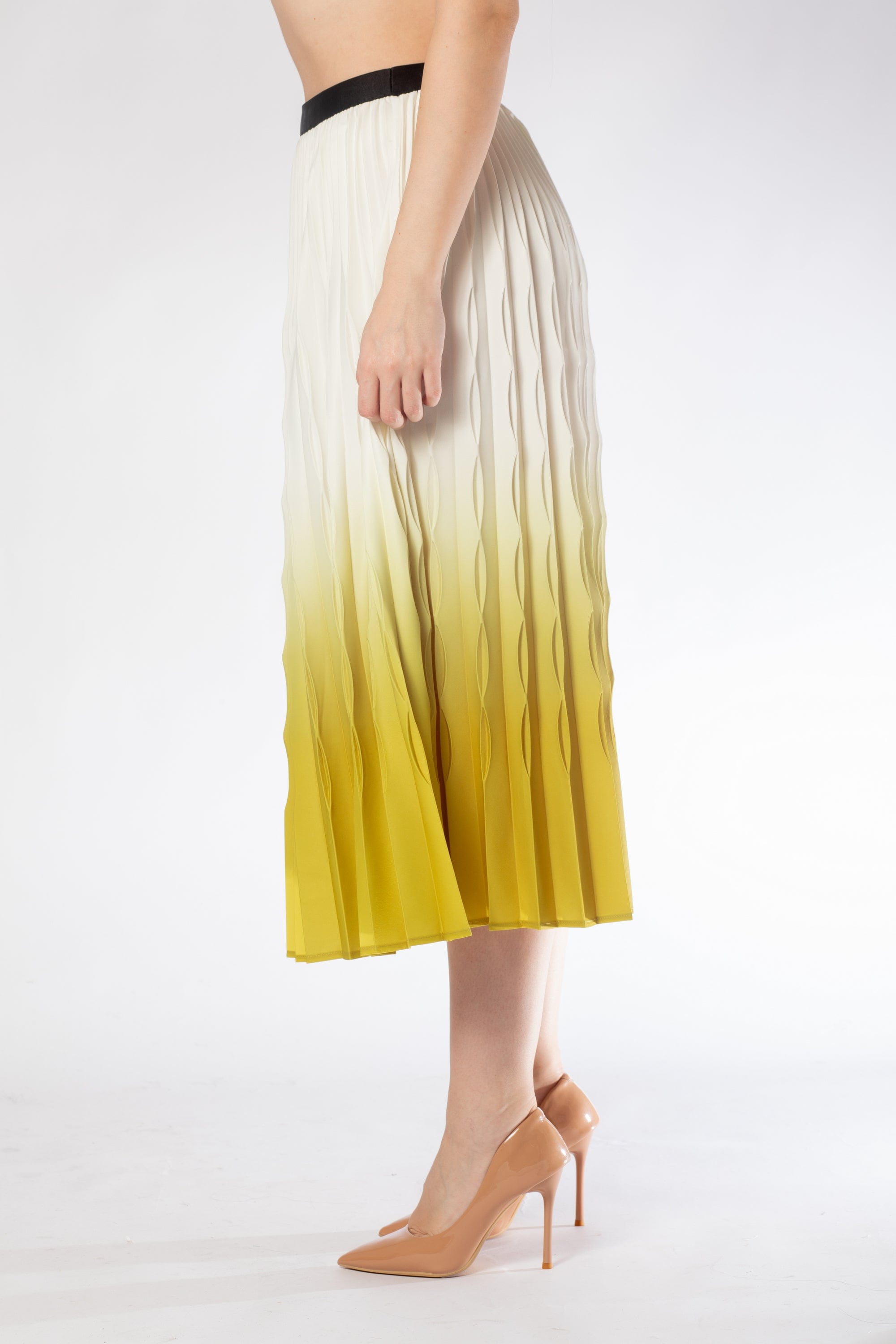 تنورة ميدي بكسرات ملون نسائي