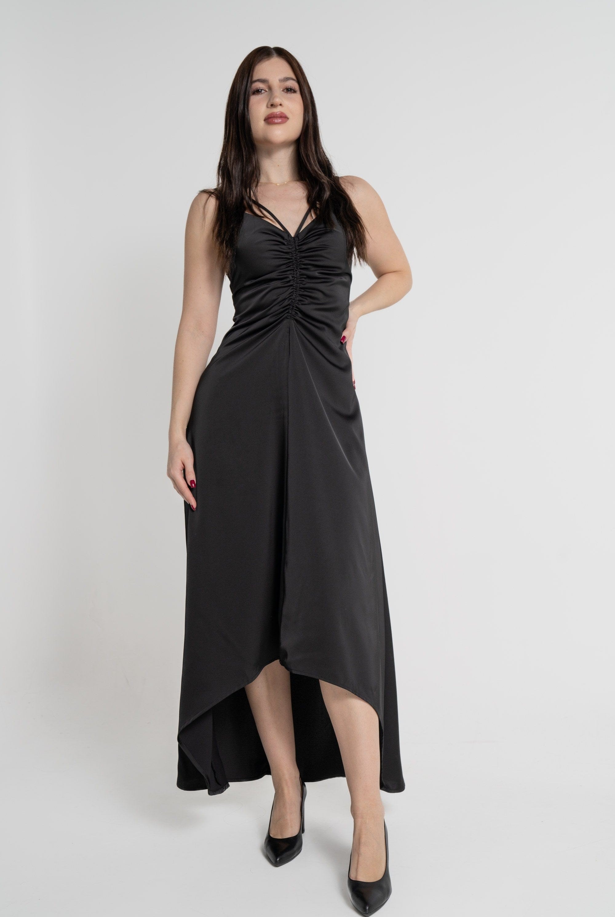 ميكا فستان ميدي بدون أكمام بكشكش قصير من الأمام