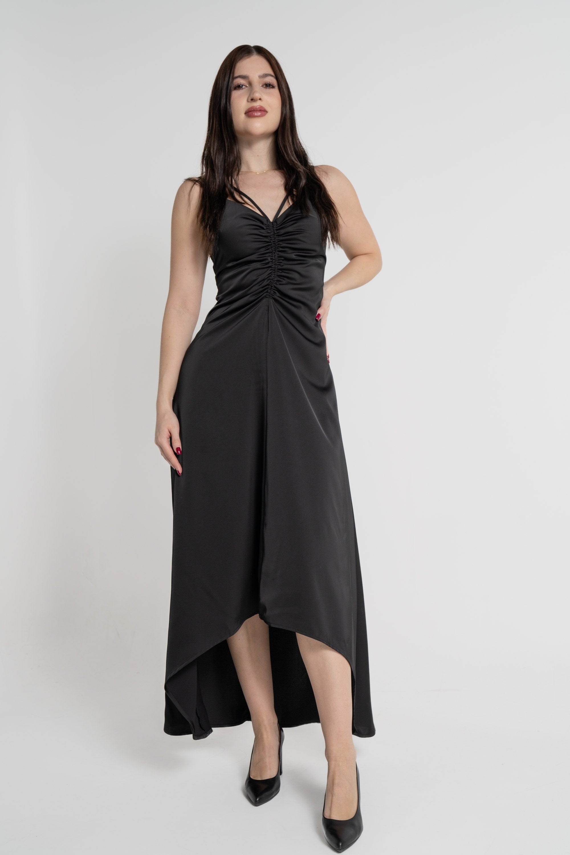 ميكا فستان ميدي بدون أكمام بكشكش قصير من الأمام