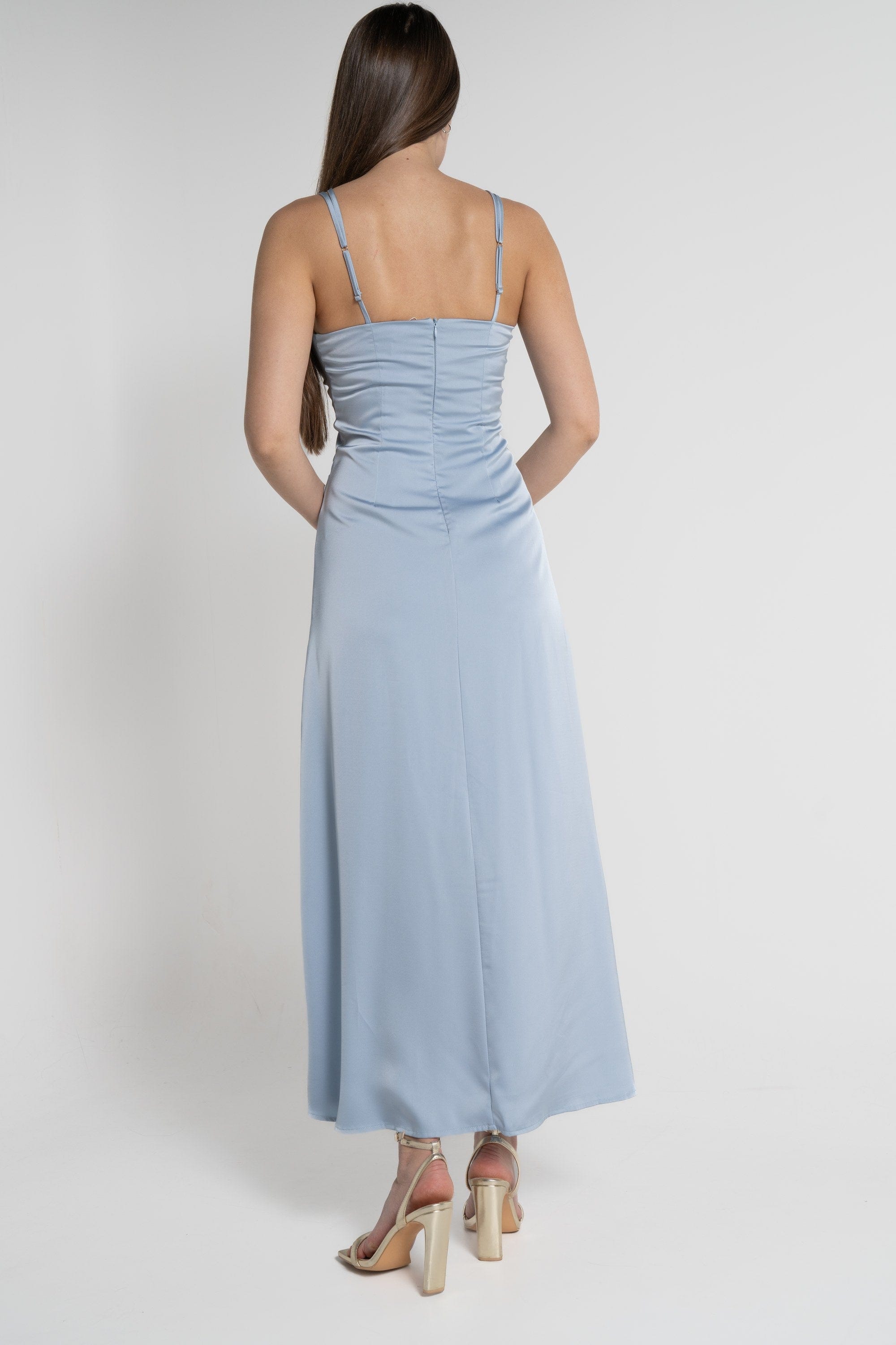 ميكا فستان ميدي بدون أكمام بكشكش قصير من الأمام