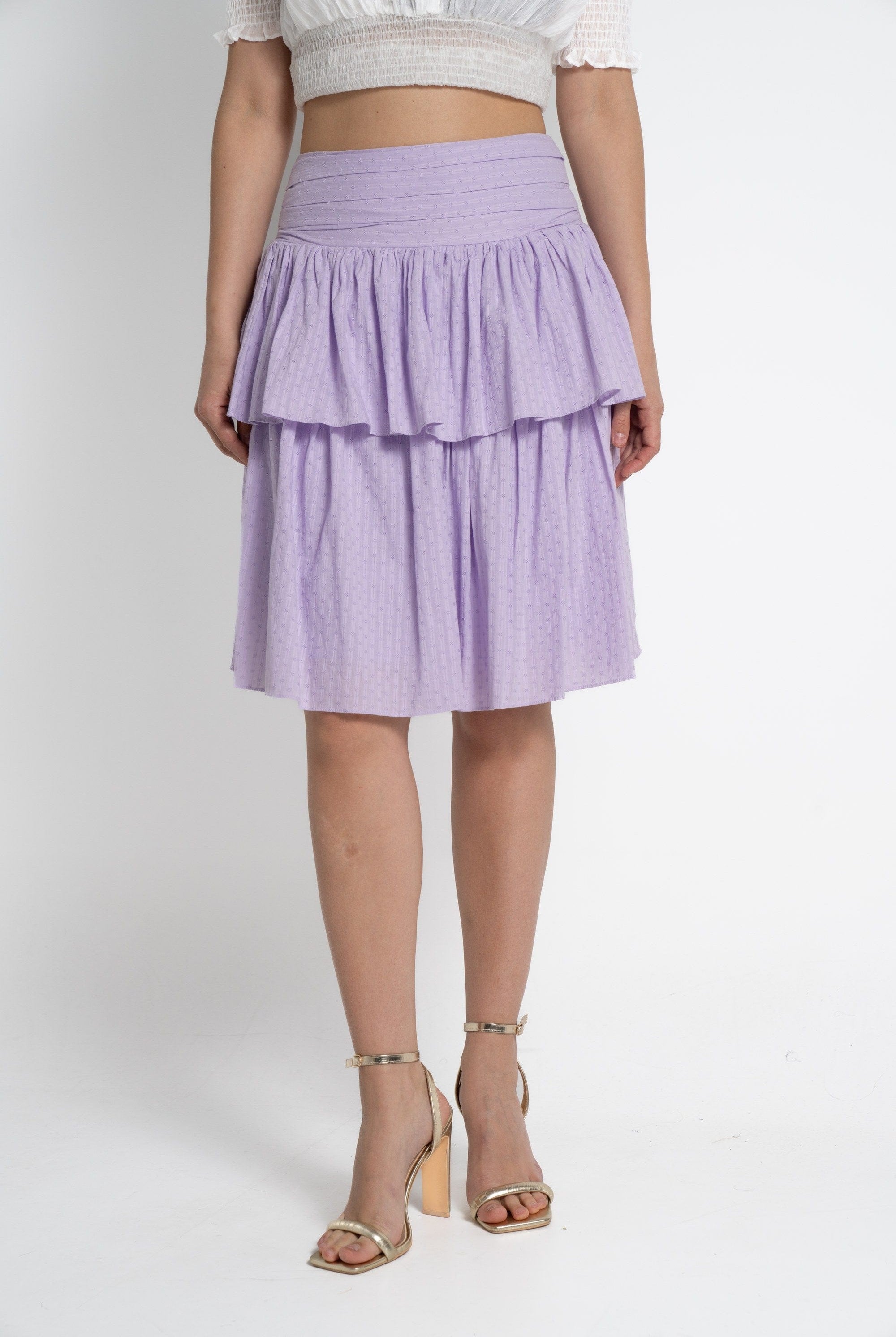 ميكا تنورة بطول الركبة نسائي طبقات