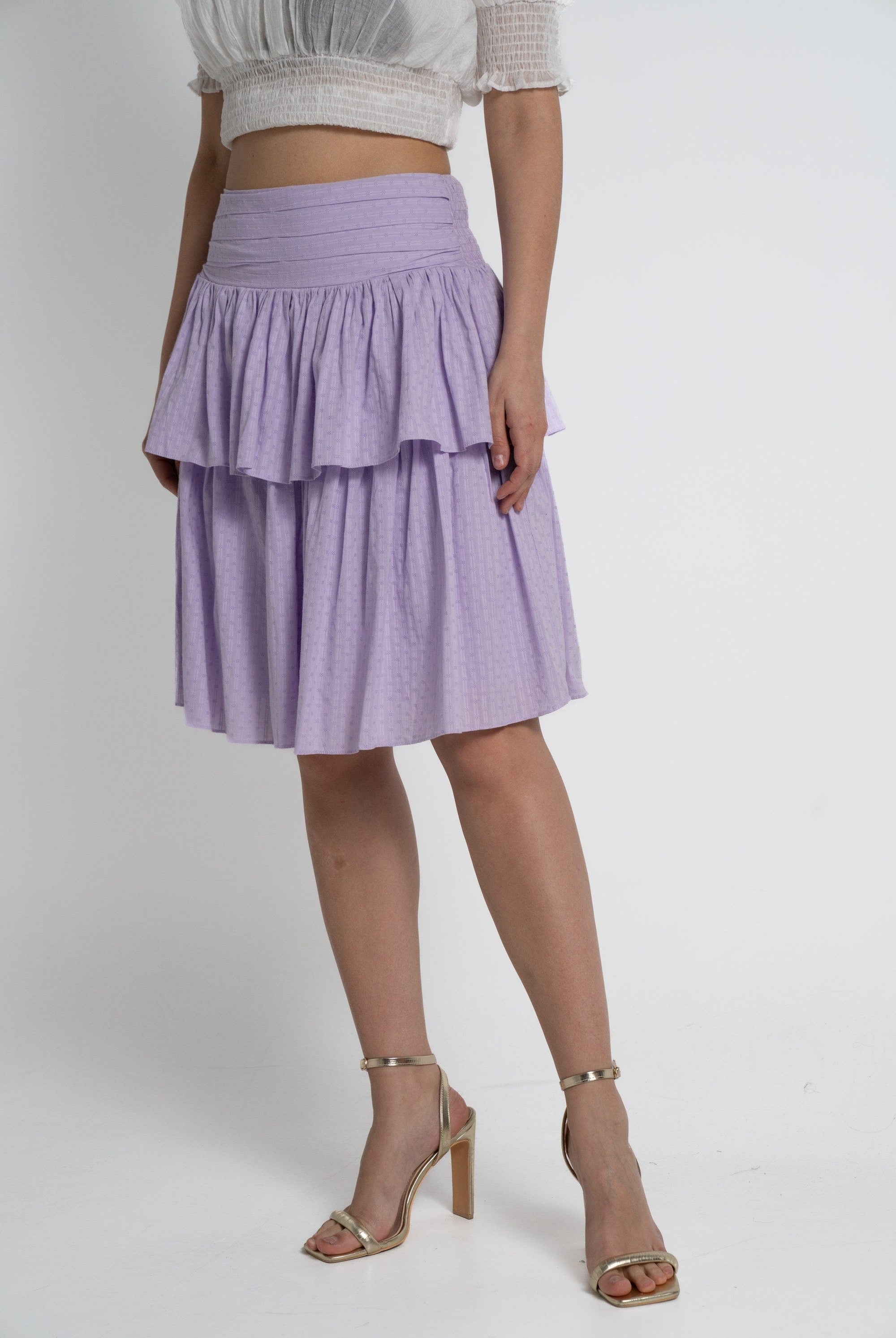 ميكا تنورة بطول الركبة نسائي طبقات