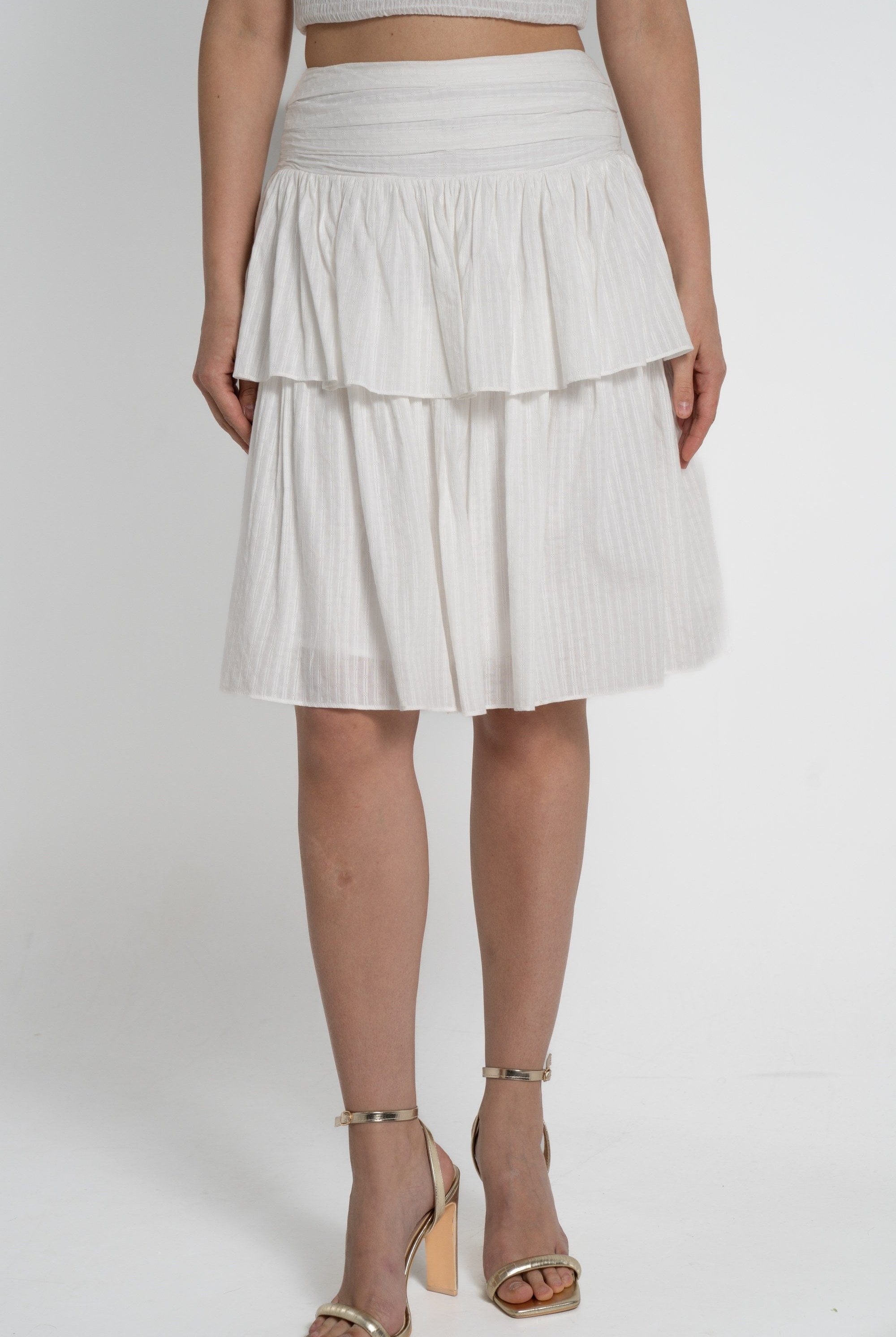 ميكا تنورة بطول الركبة نسائي طبقات