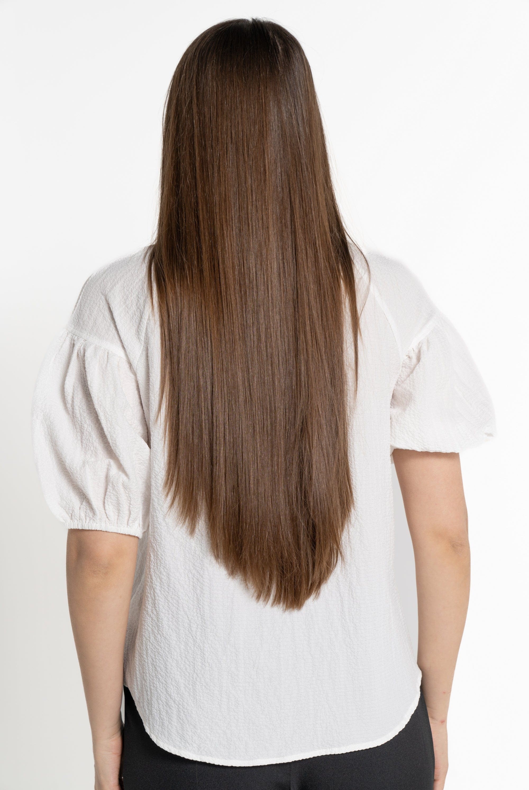 ميكا بلوزة بأكمام 3/4 سادة بأزرار أمامية