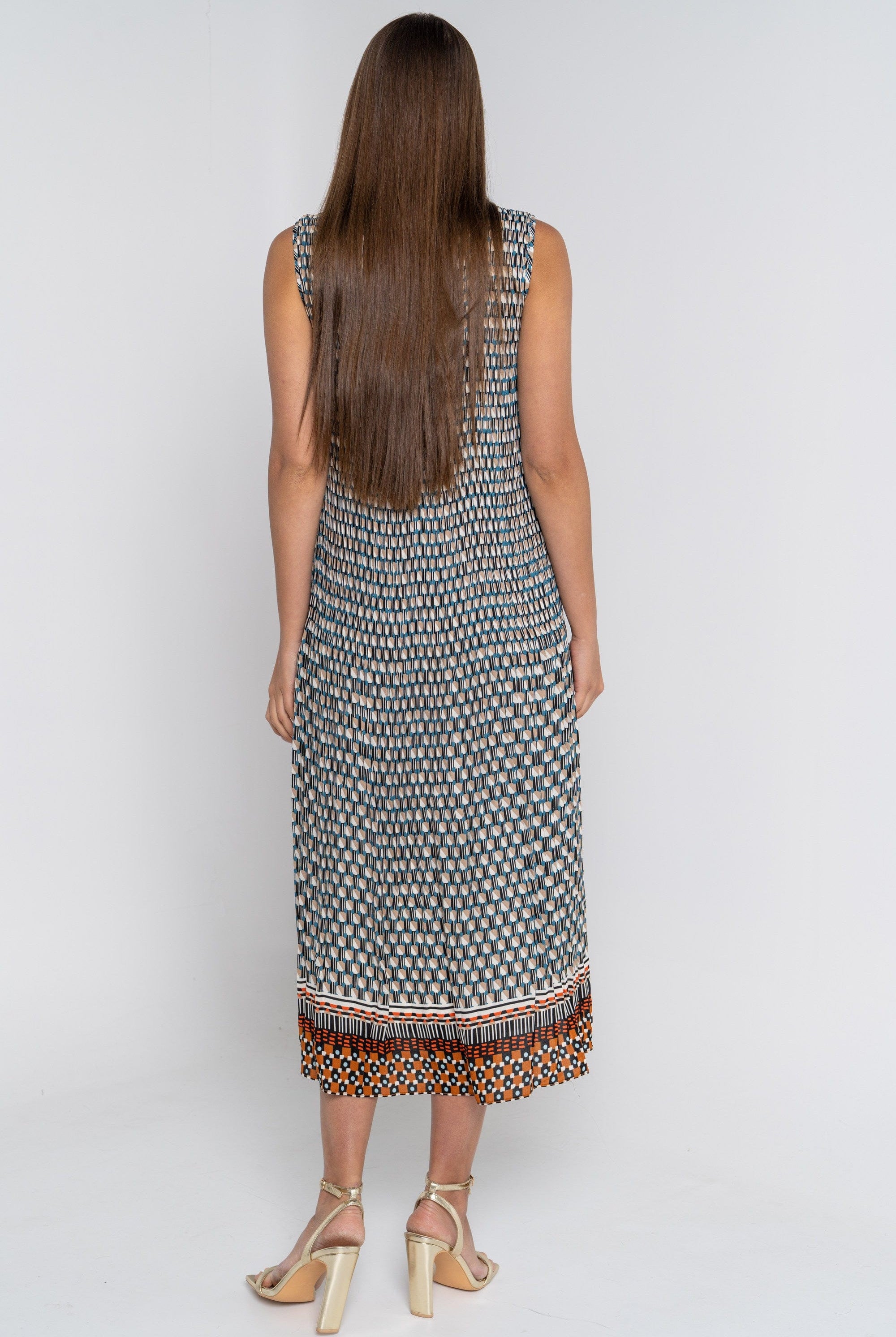 ميكا فستان ميدي بدون أكمام منقوش