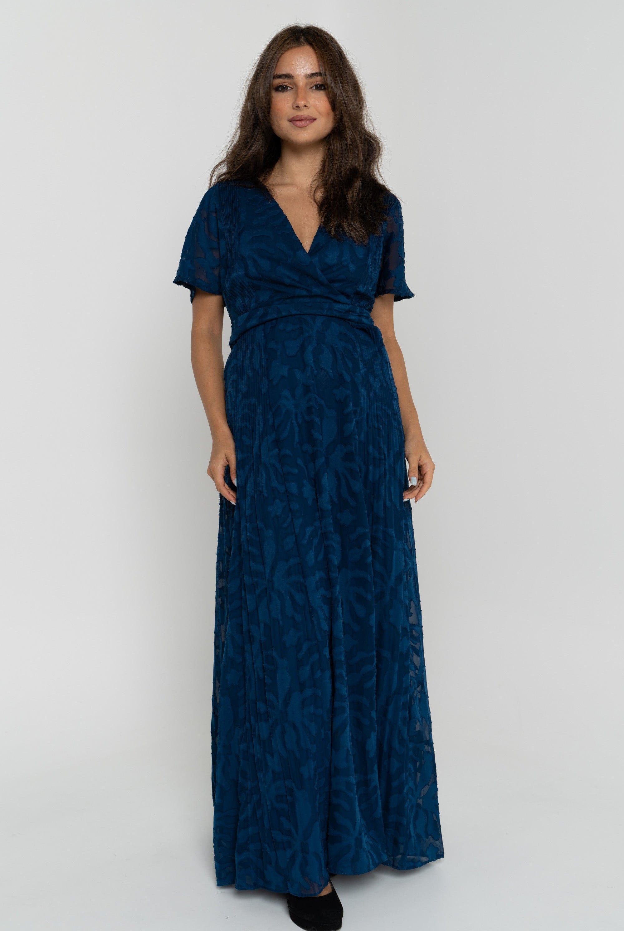 ميكا فستان ماكسي مخصر كم قصير فتحة V نسائي