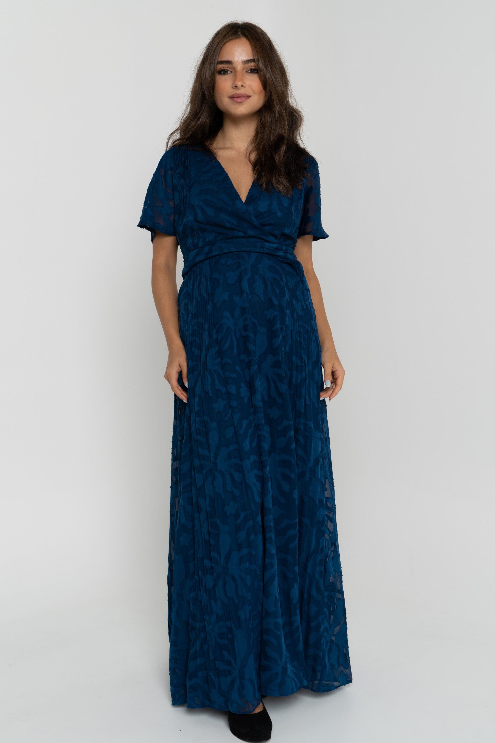 ميكا فستان ماكسي مخصر كم قصير فتحة V نسائي