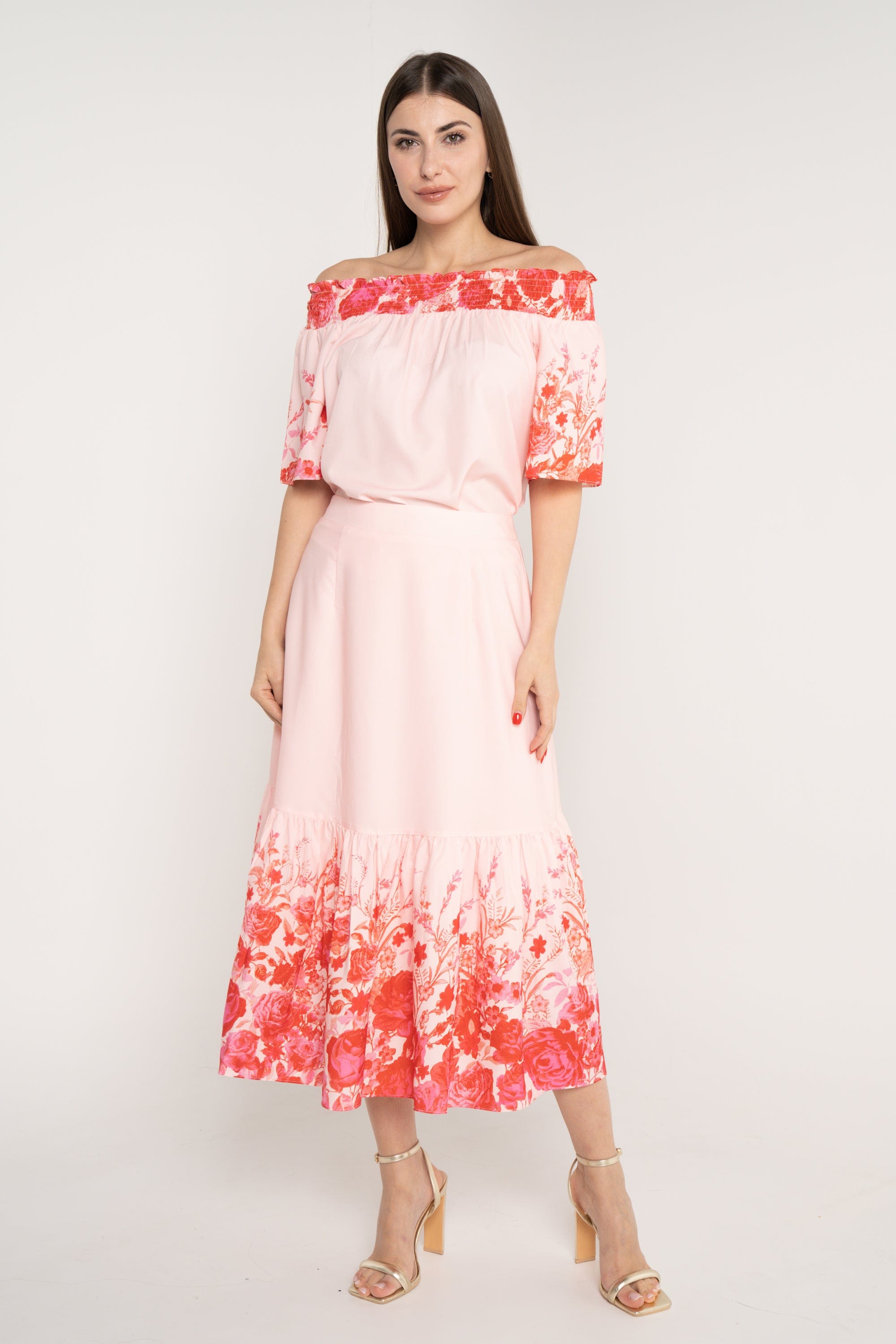 ميكا تنورة ميدي واسعة مشجرة من أسفل نسائي