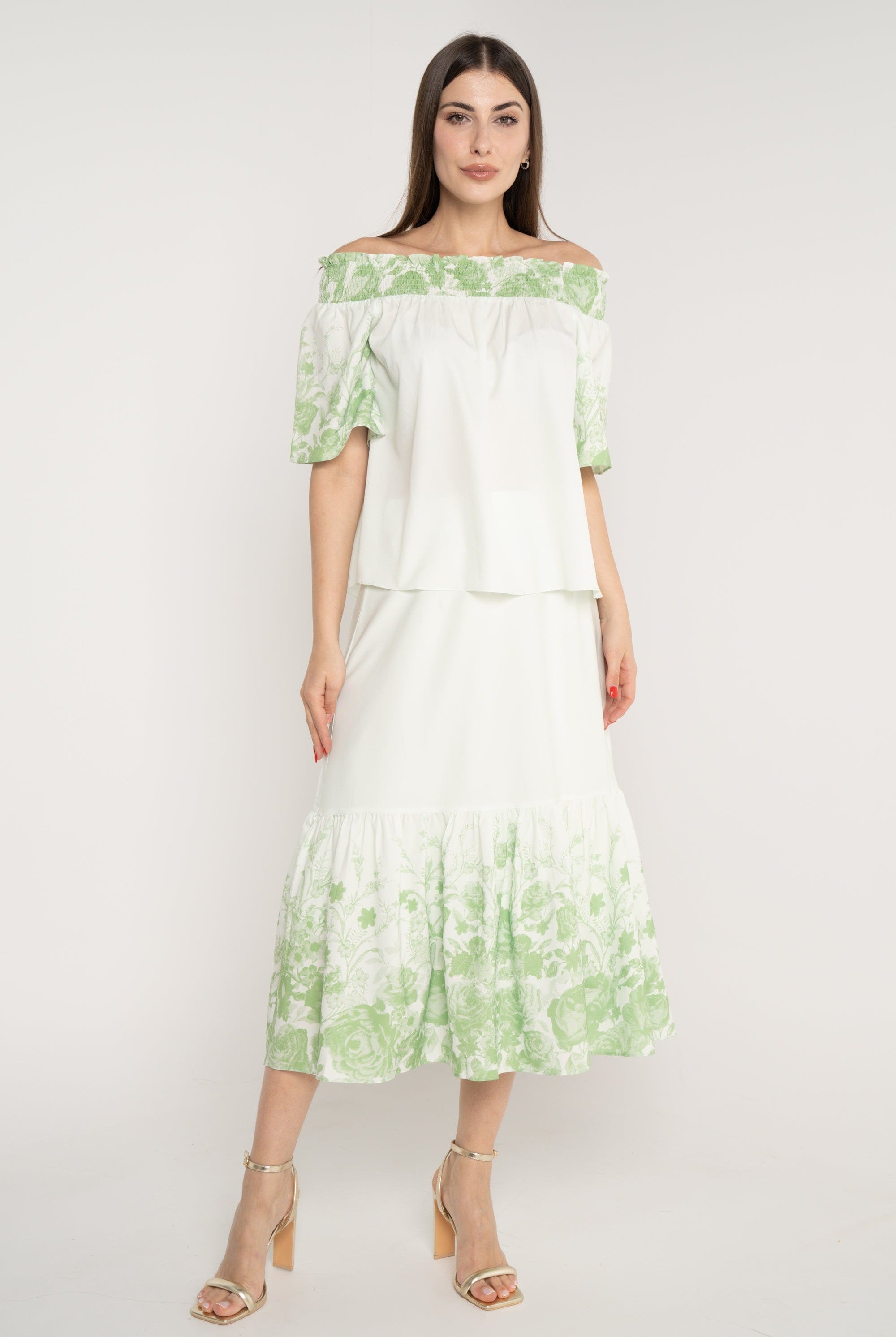 ميكا تنورة ميدي واسعة مشجرة من أسفل نسائي