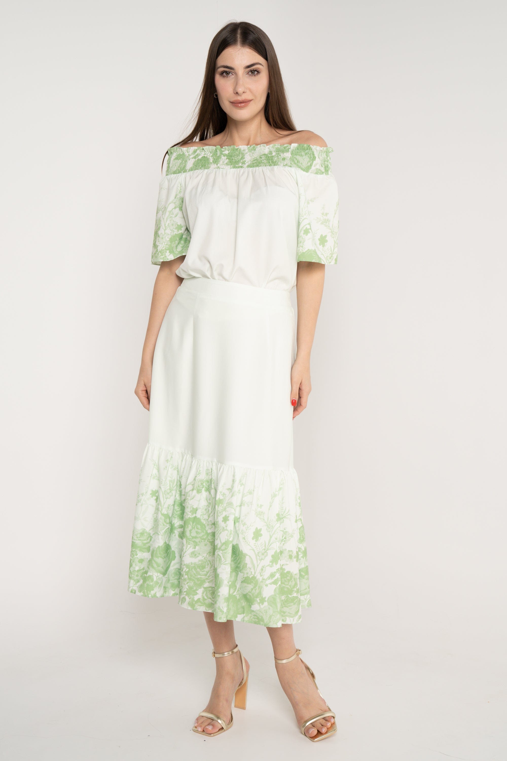 ميكا تنورة ميدي واسعة مشجرة من أسفل نسائي