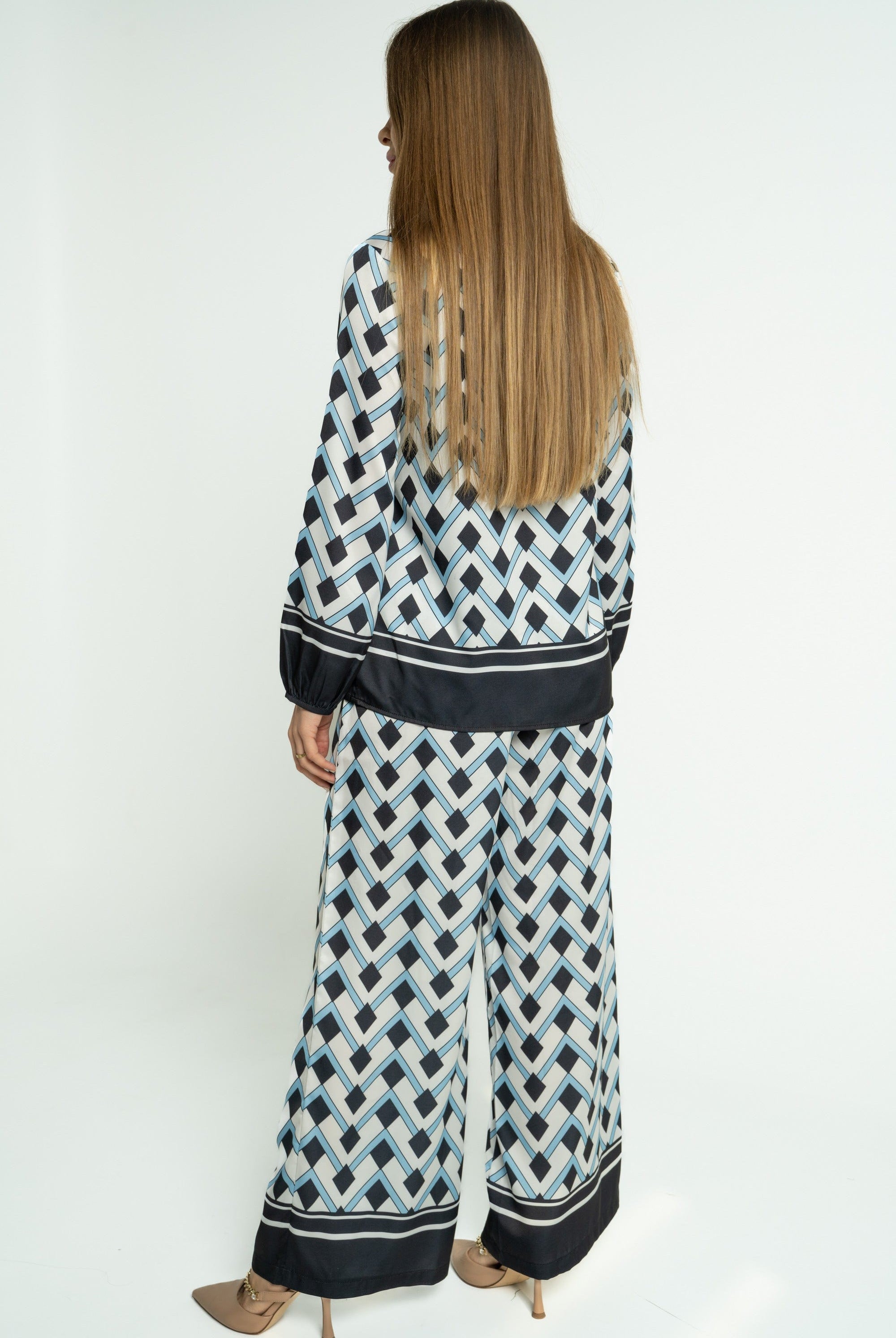 ميكا بنطلون طويل منقوش واسع نسائي