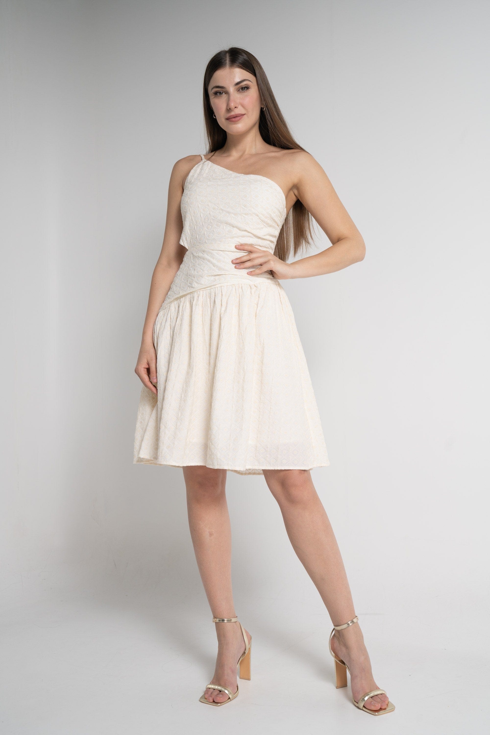 ميكا فستان بدون أكمام بطول الركبة سادة نسائي