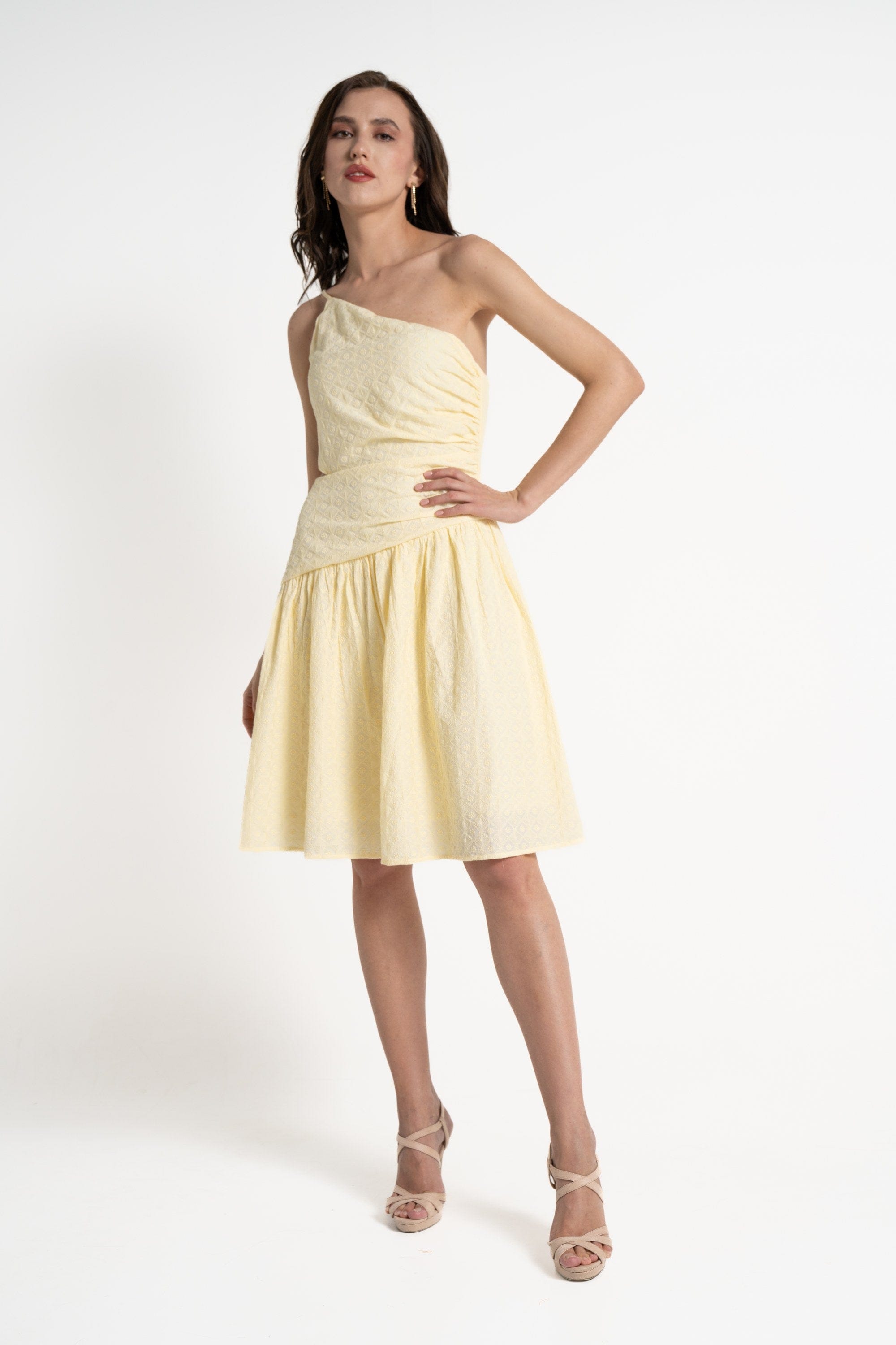 ميكا فستان بدون أكمام بطول الركبة سادة نسائي