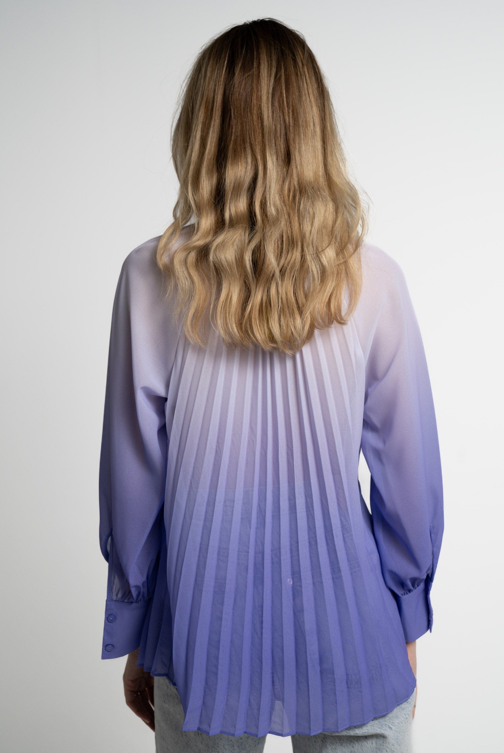 ميكا بلوزة بأكمام طويلة نسائية شفافة بليسية