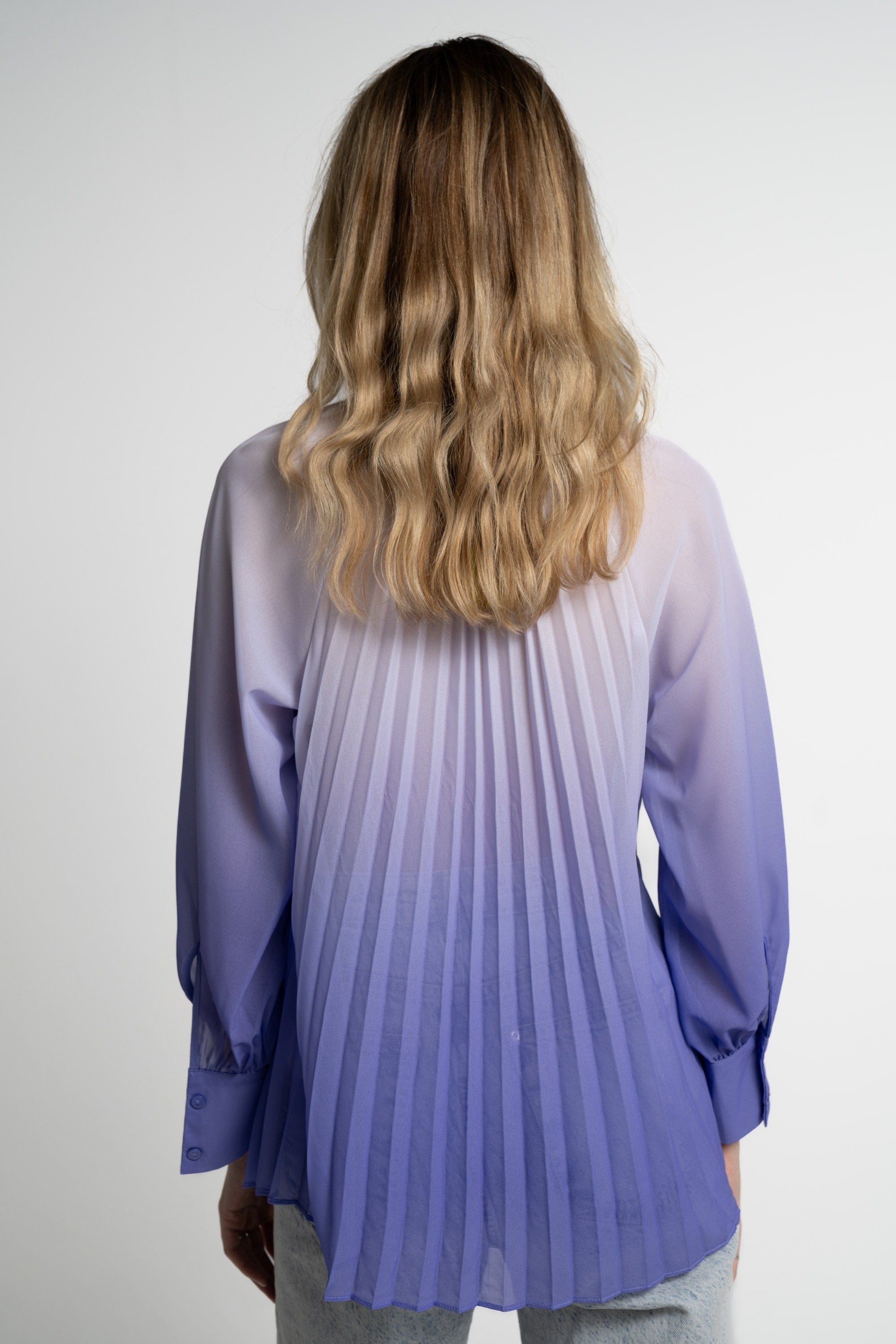 ميكا بلوزة بأكمام طويلة نسائية شفافة بليسية