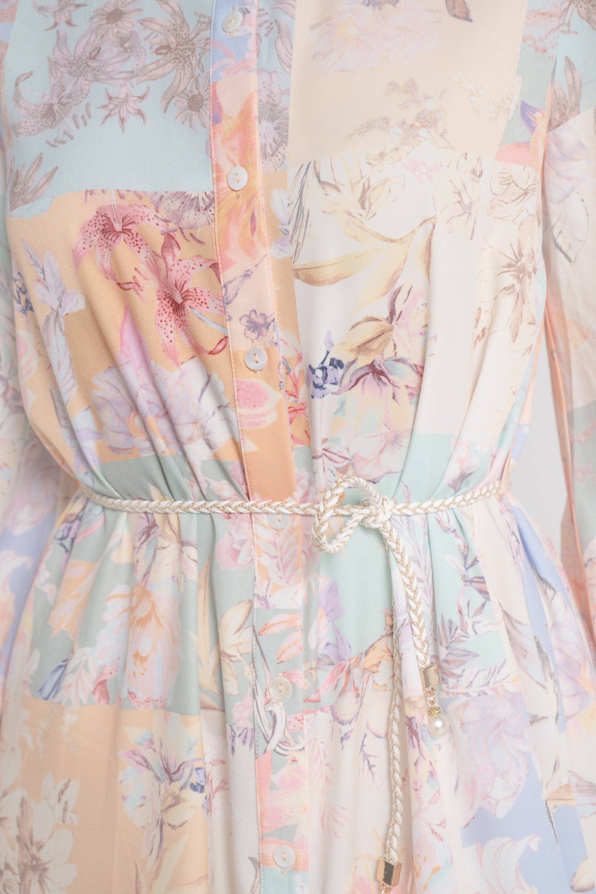 ميكا فستان ماكسي بأكمام طويلة موردة مخصرة نسائي برتقالي