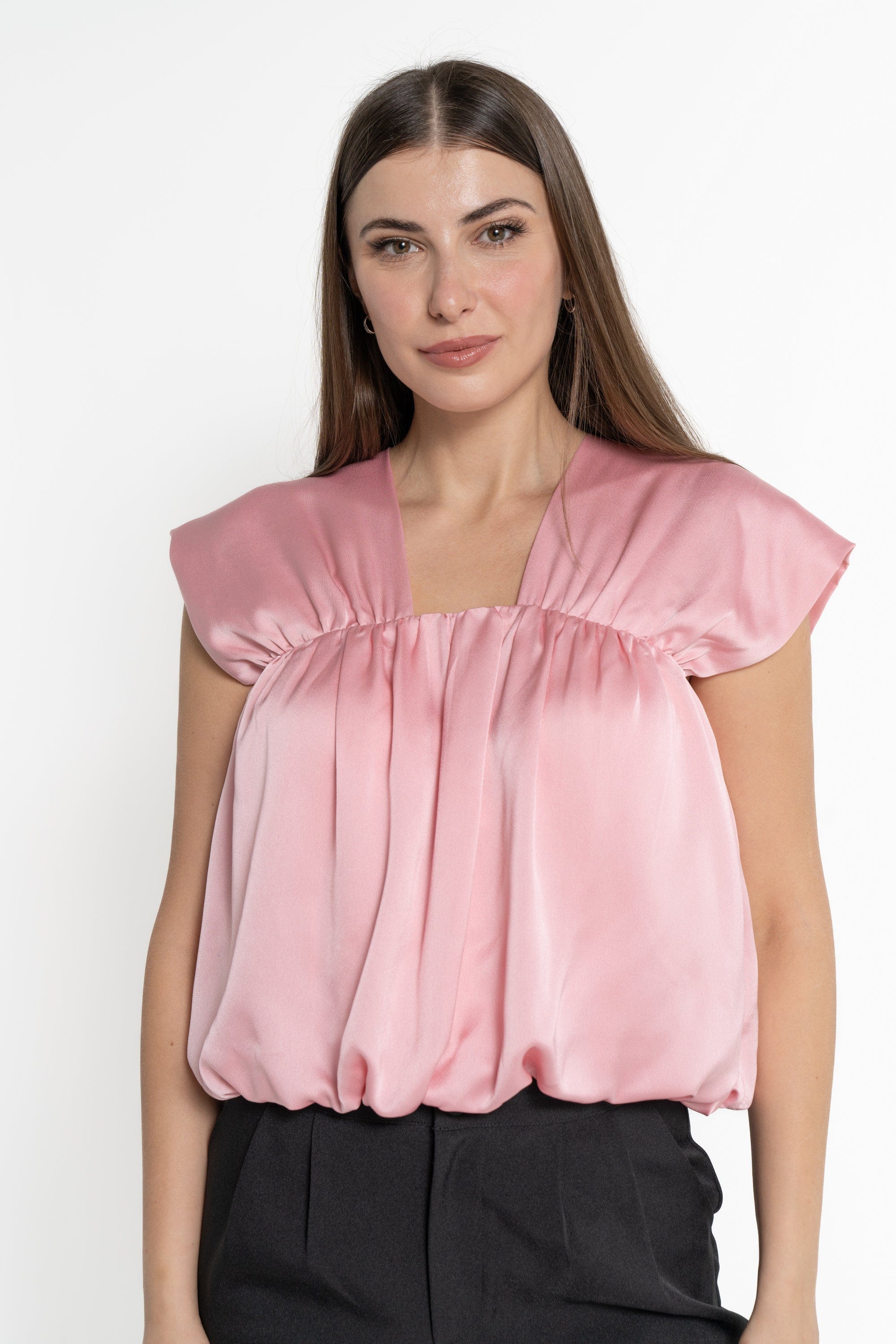 ميكا بلوزة بأكمام قصيرة سادة نسائي