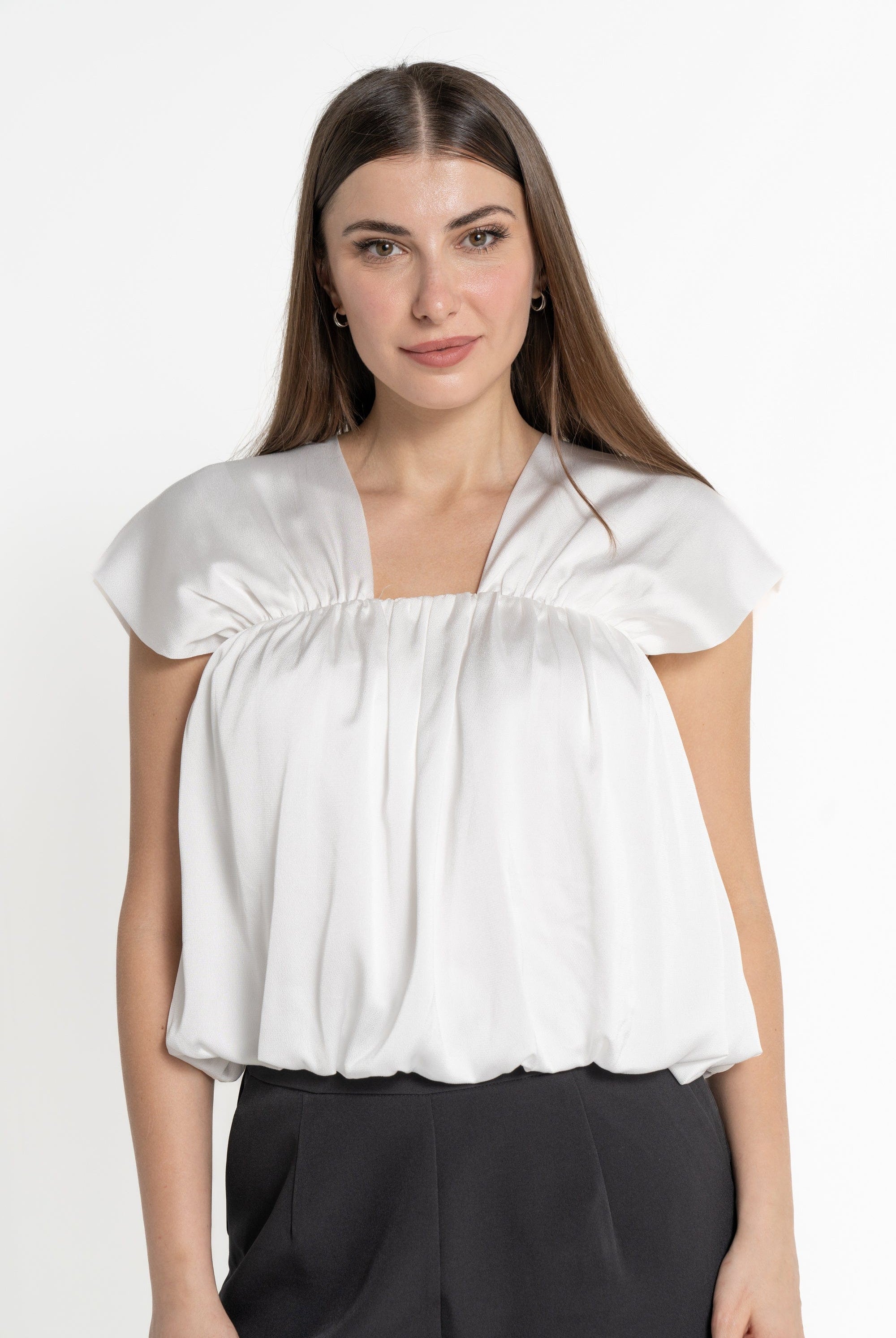 ميكا بلوزة بأكمام قصيرة سادة نسائي