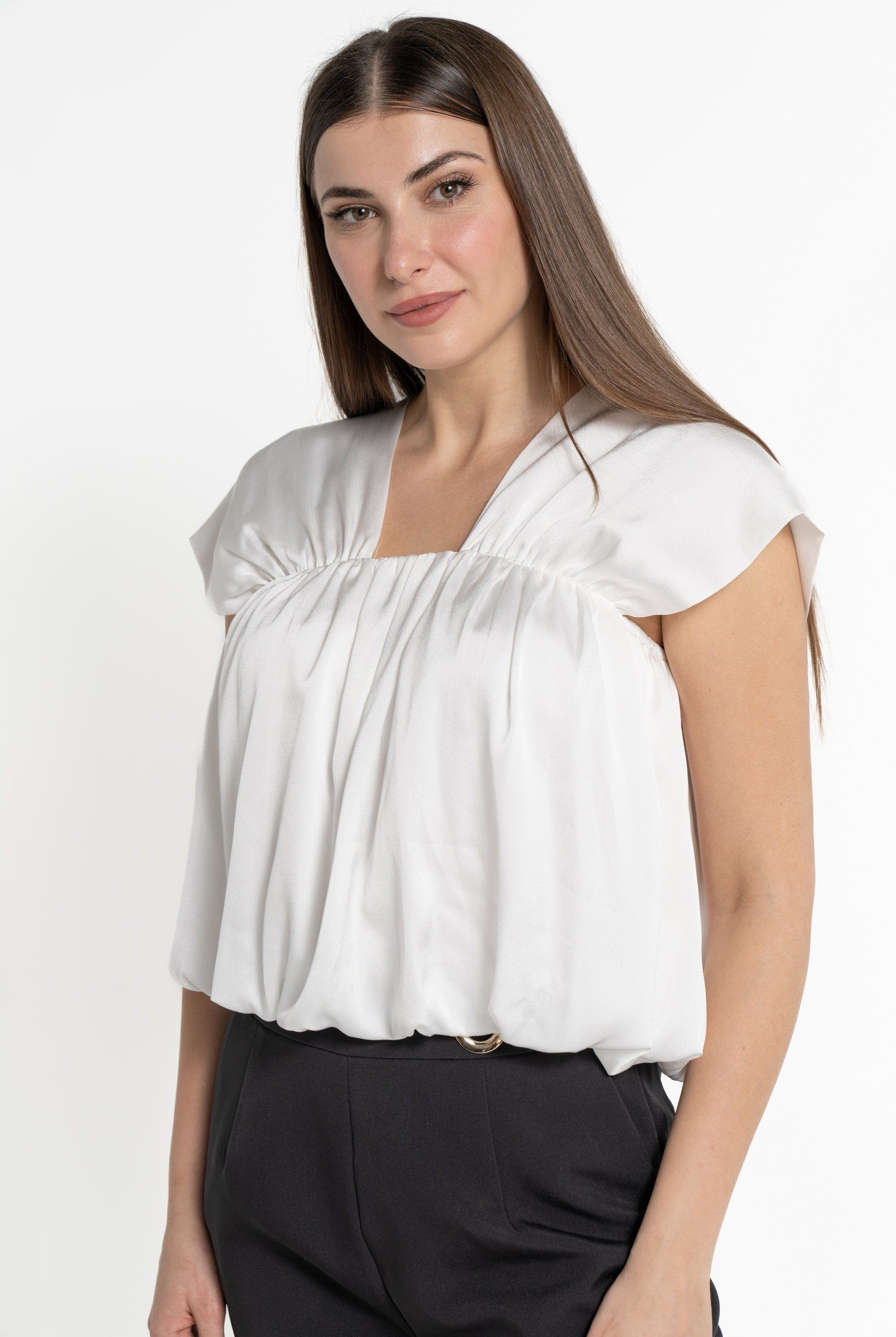 ميكا بلوزة بأكمام قصيرة سادة نسائي