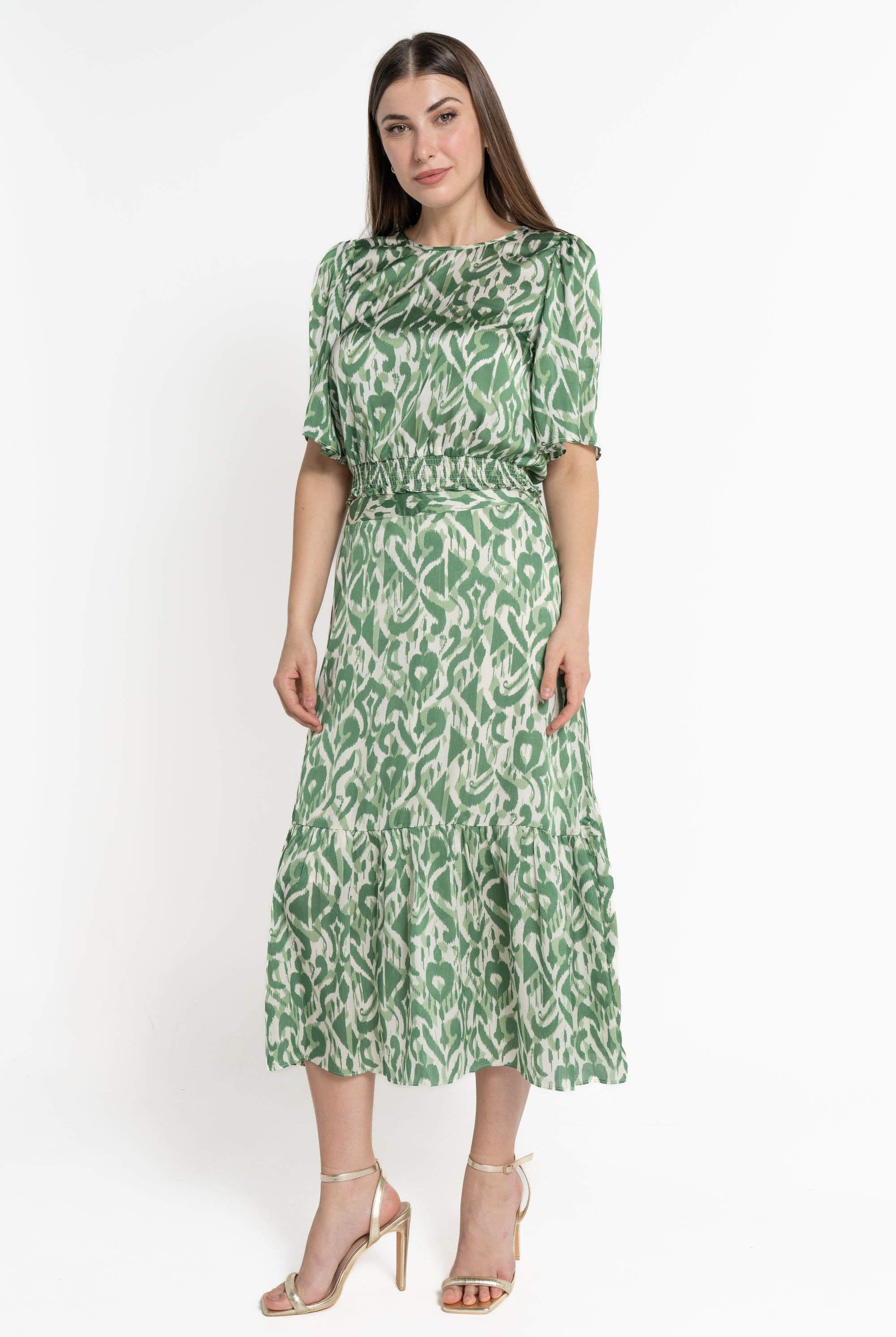 ميكا بلوزة بأكمام فراشة خصر مرتفع نسائي