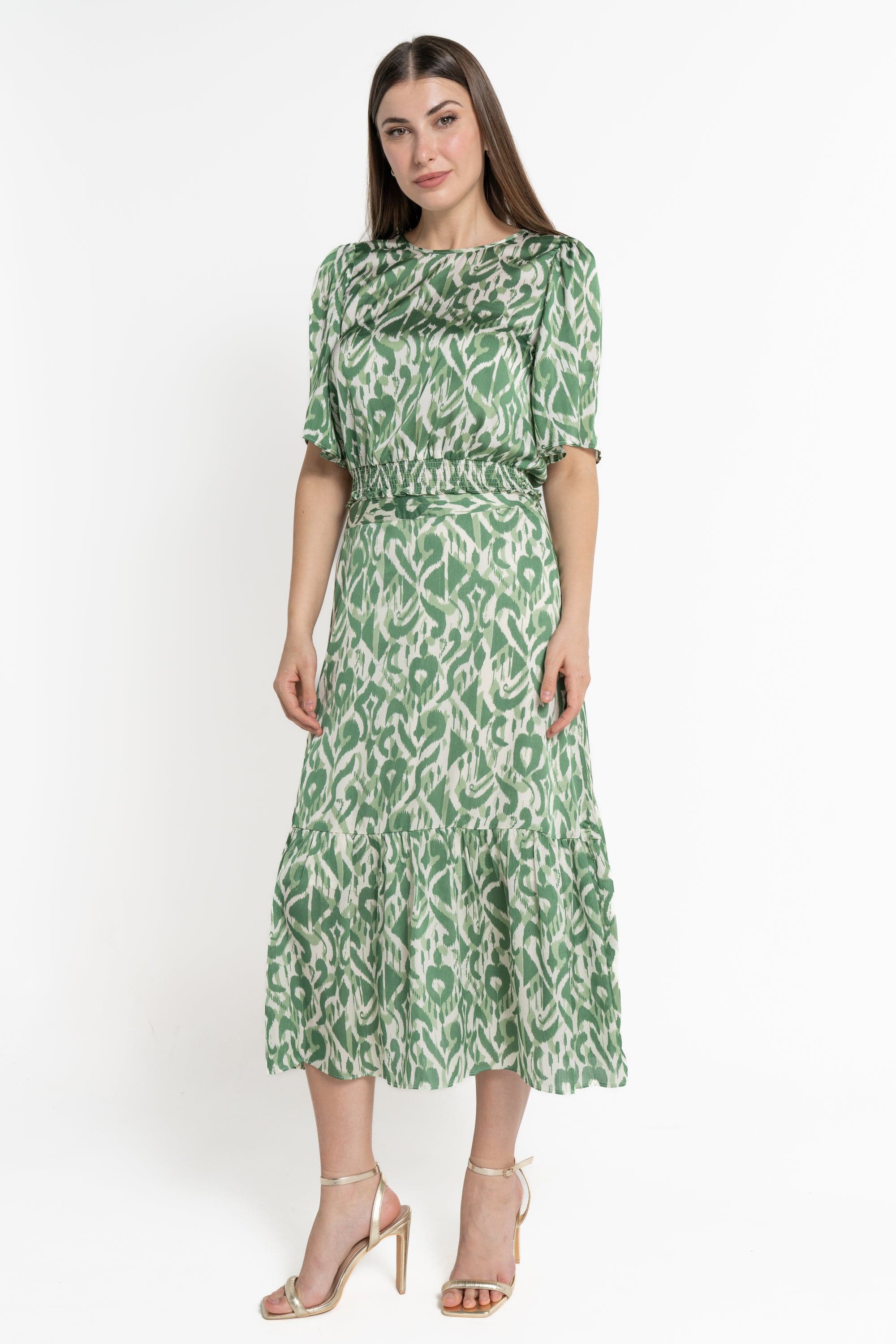 ميكا بلوزة بأكمام فراشة خصر مرتفع نسائي