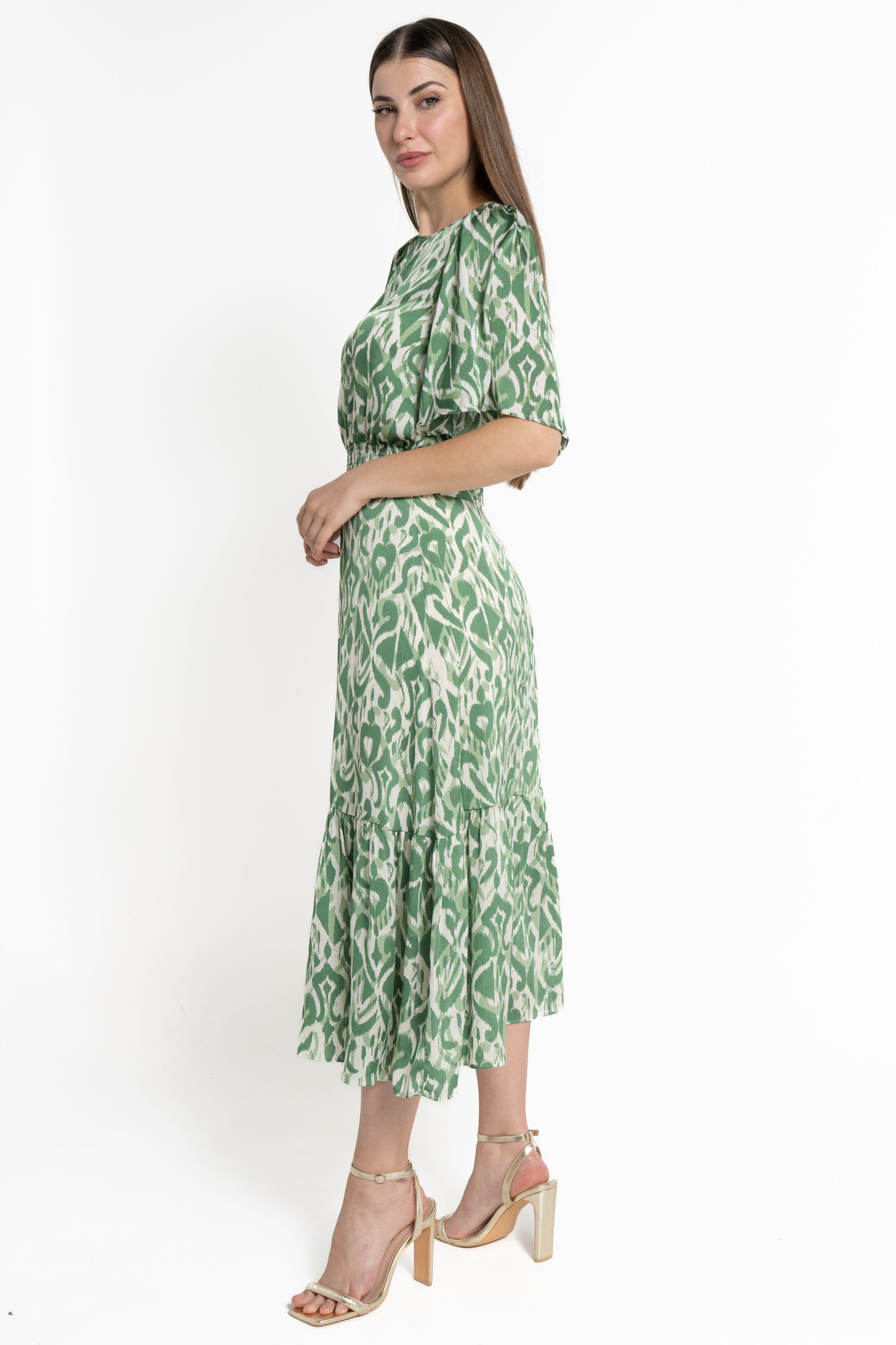 ميكا بلوزة بأكمام فراشة خصر مرتفع نسائي