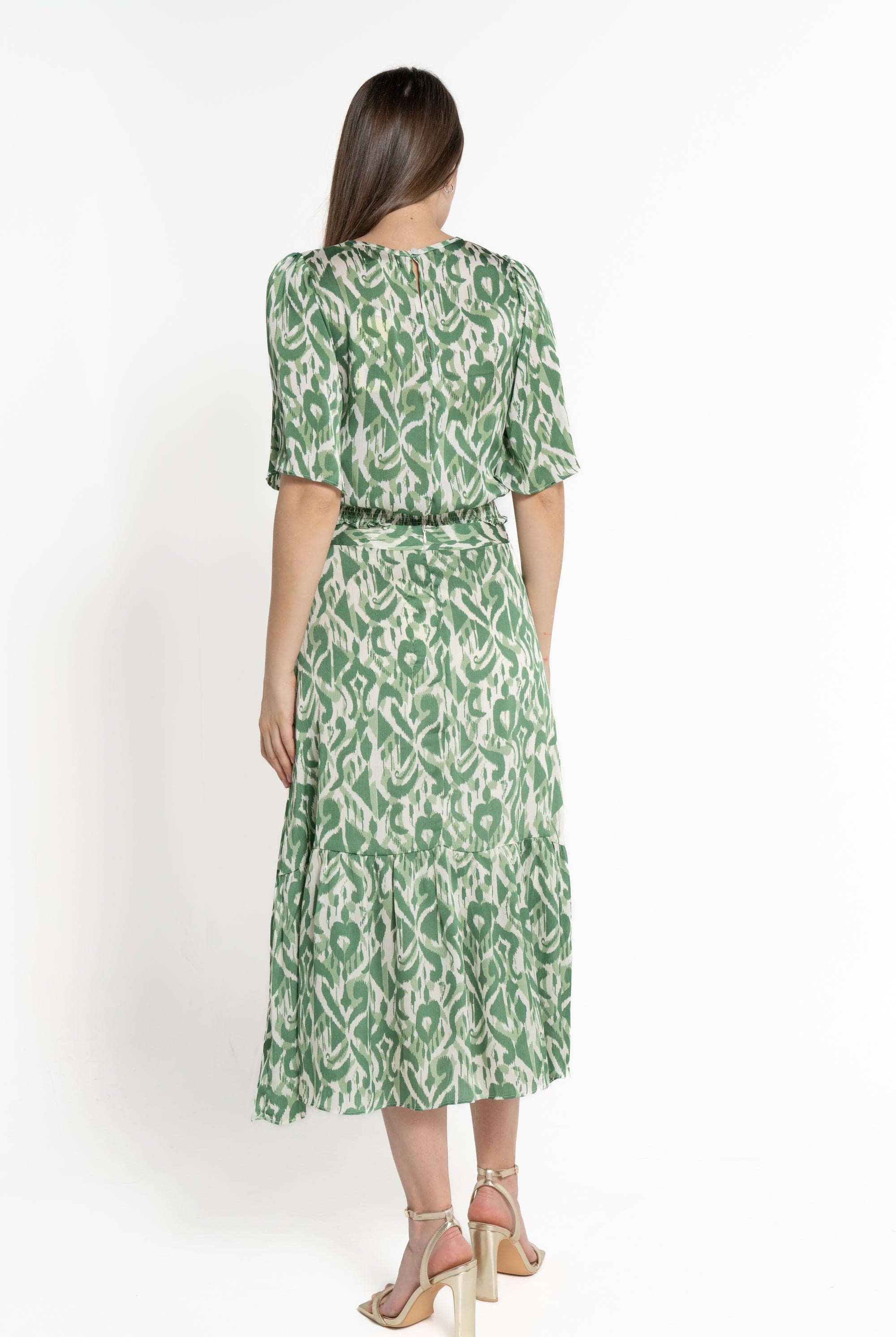 ميكا بلوزة بأكمام فراشة خصر مرتفع نسائي