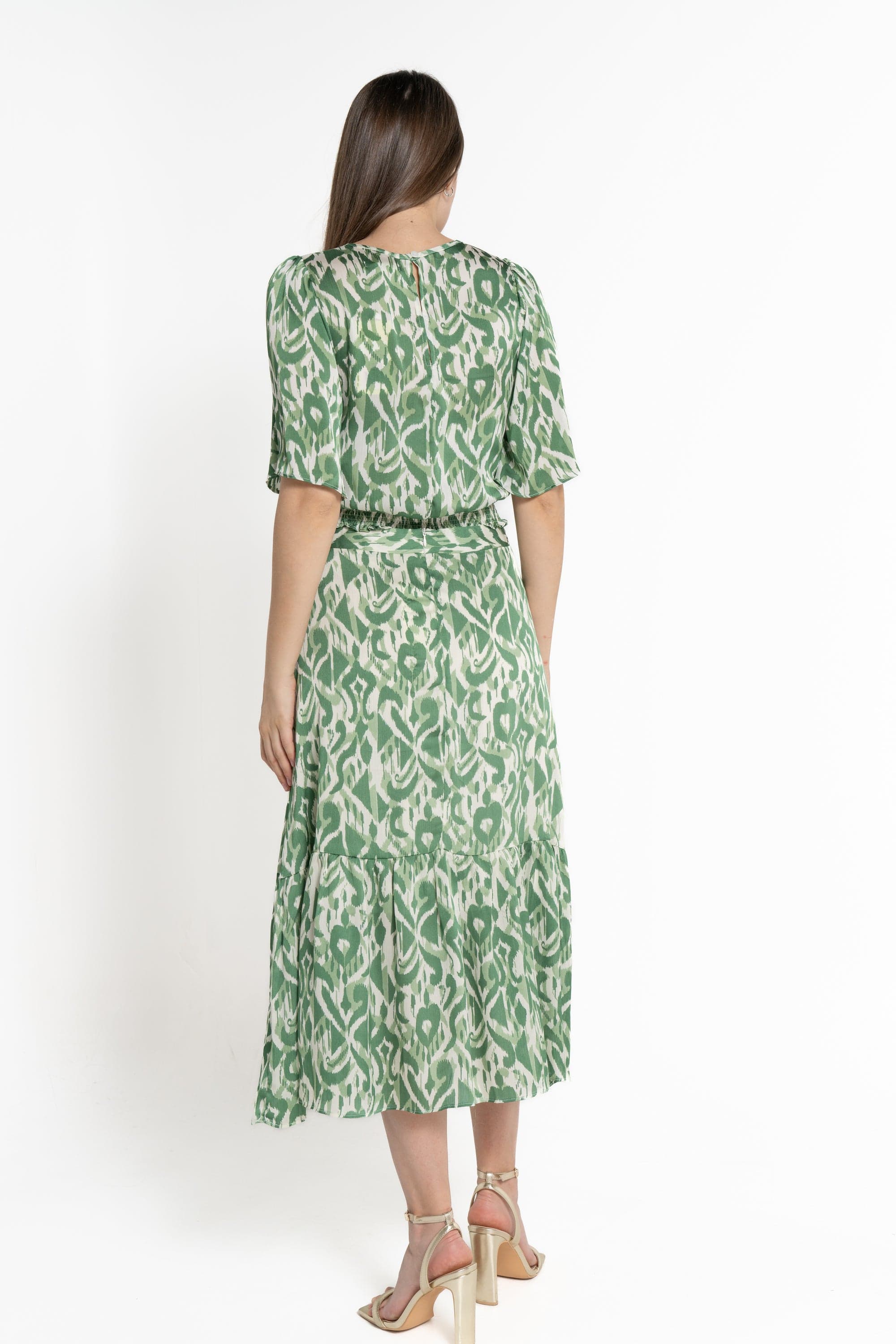 ميكا بلوزة بأكمام فراشة خصر مرتفع نسائي