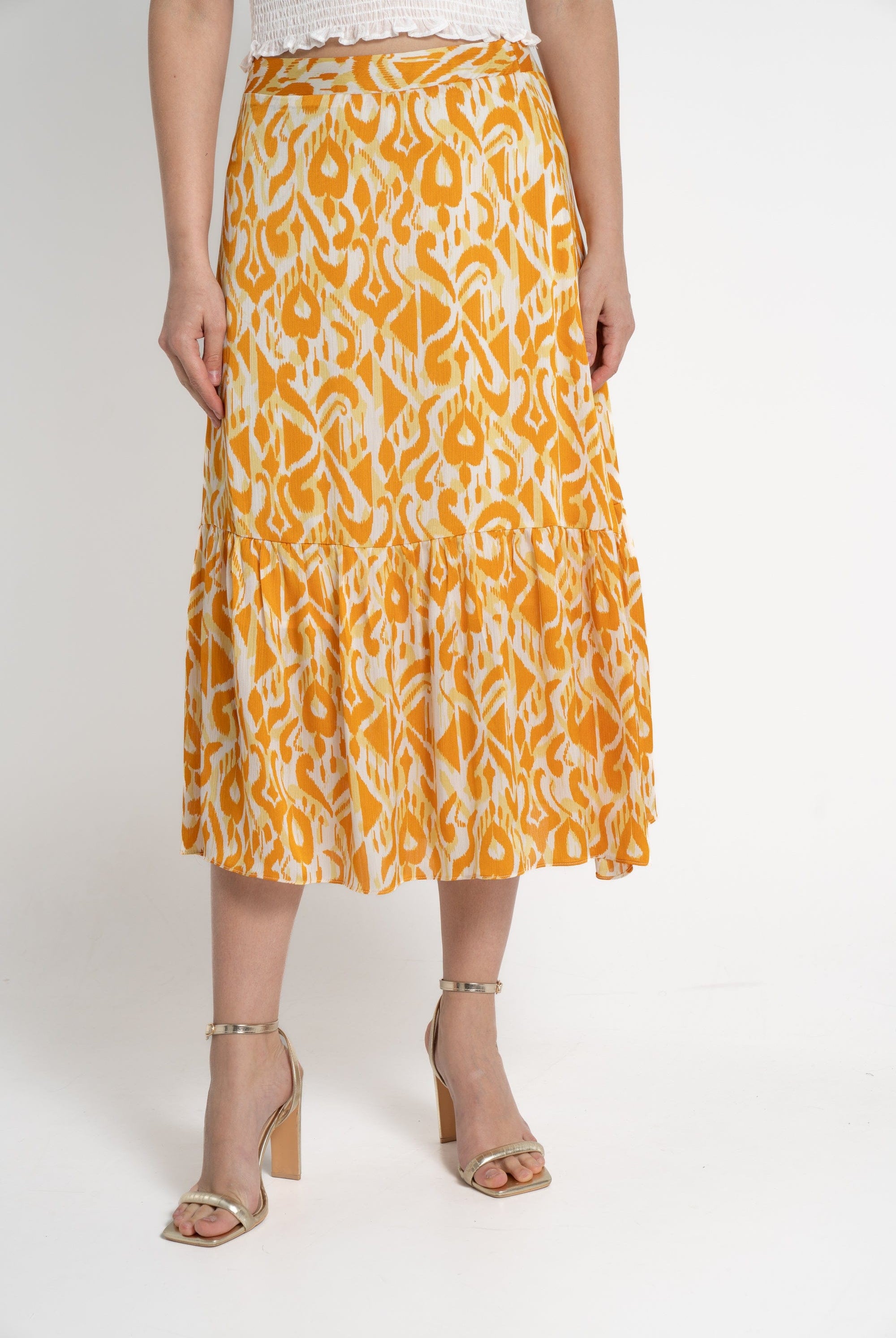 ميكا تنورة ميدي منقوشة مكشكشة نسئي