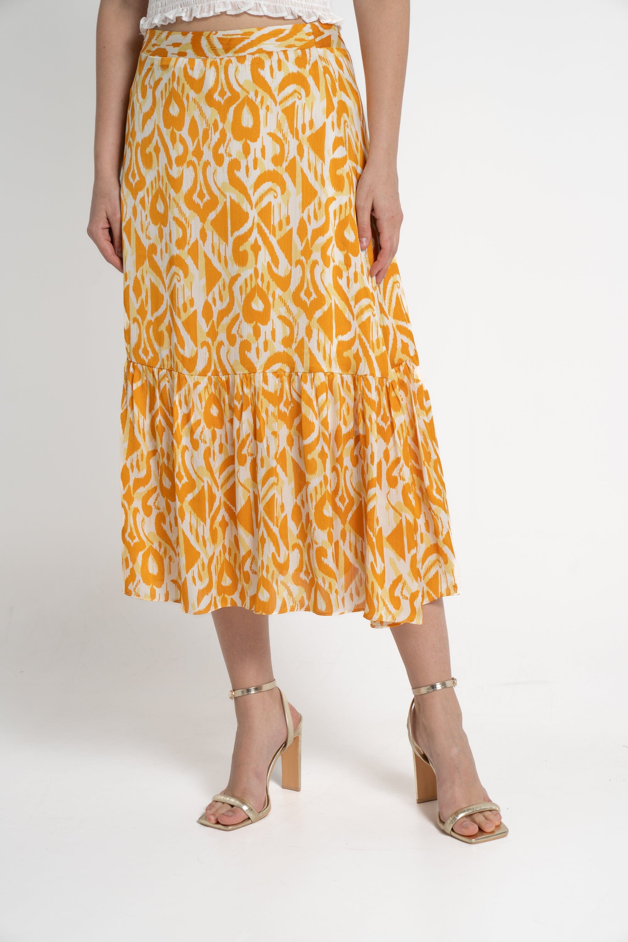 ميكا تنورة ميدي منقوشة مكشكشة نسئي