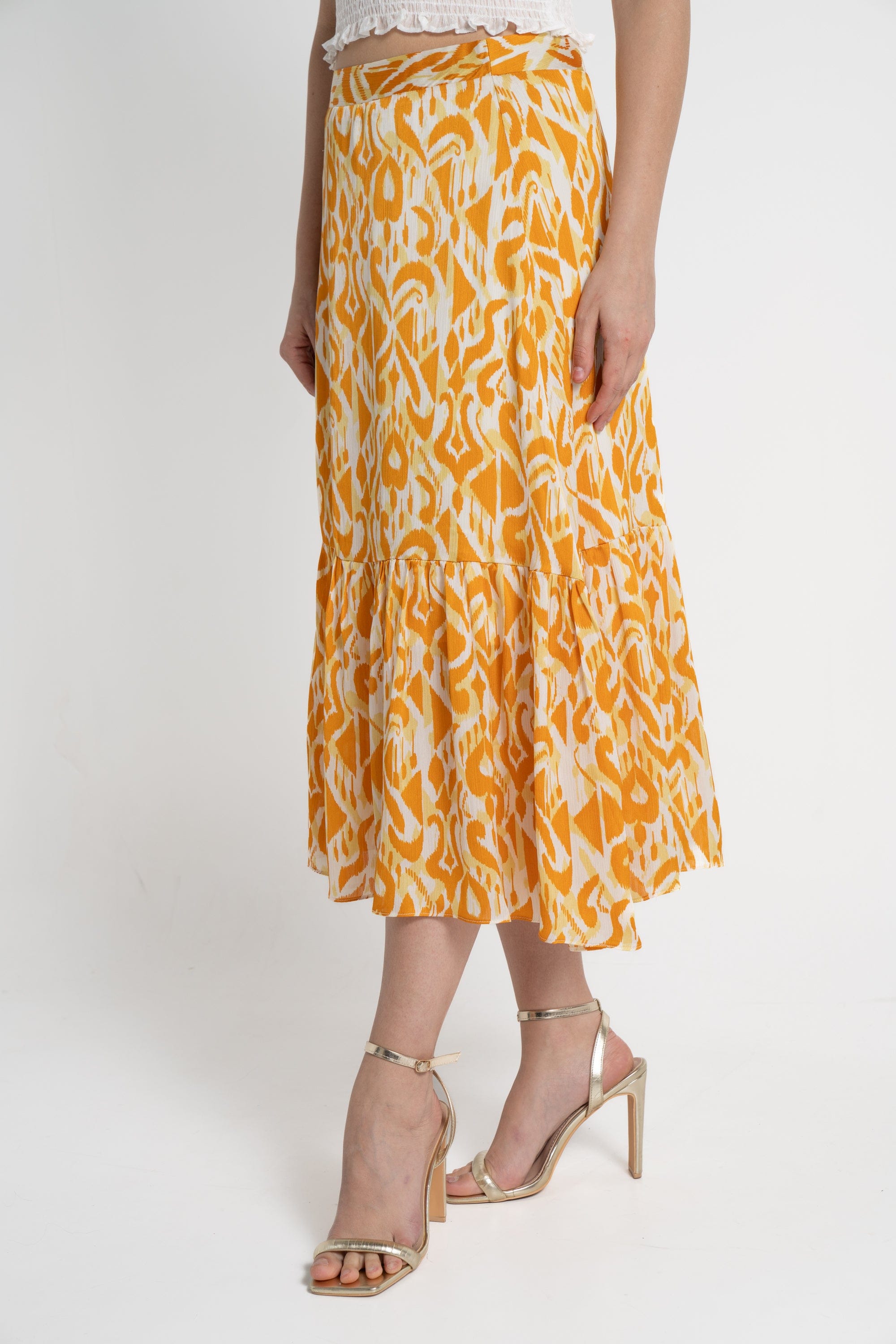 ميكا تنورة ميدي منقوشة مكشكشة نسئي