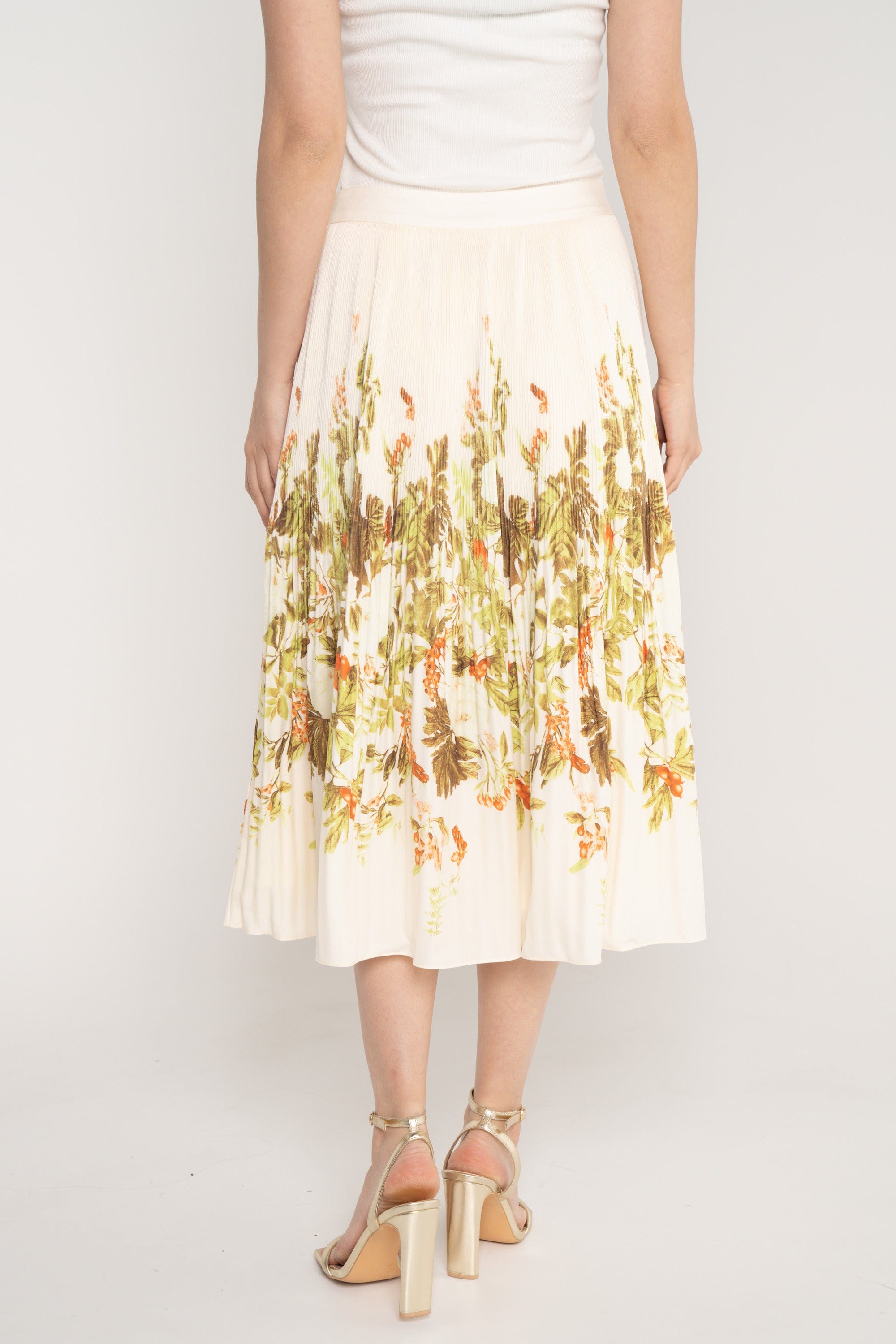 ميكا تنورة ميدي بليسيه منقوشة خصر مرتفع نسائي