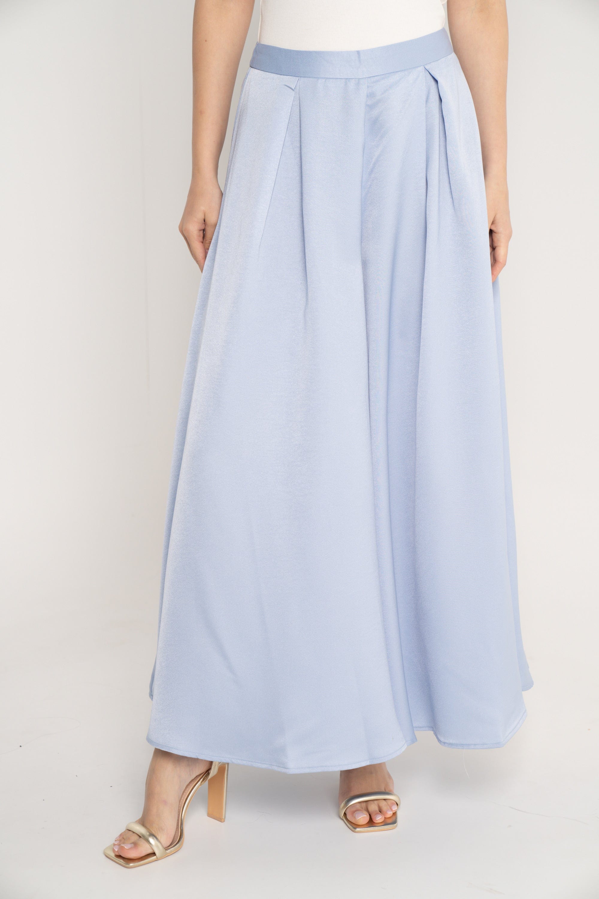 ميكا بنطلون خصر مرتفع سادة واسع طويل نسائي