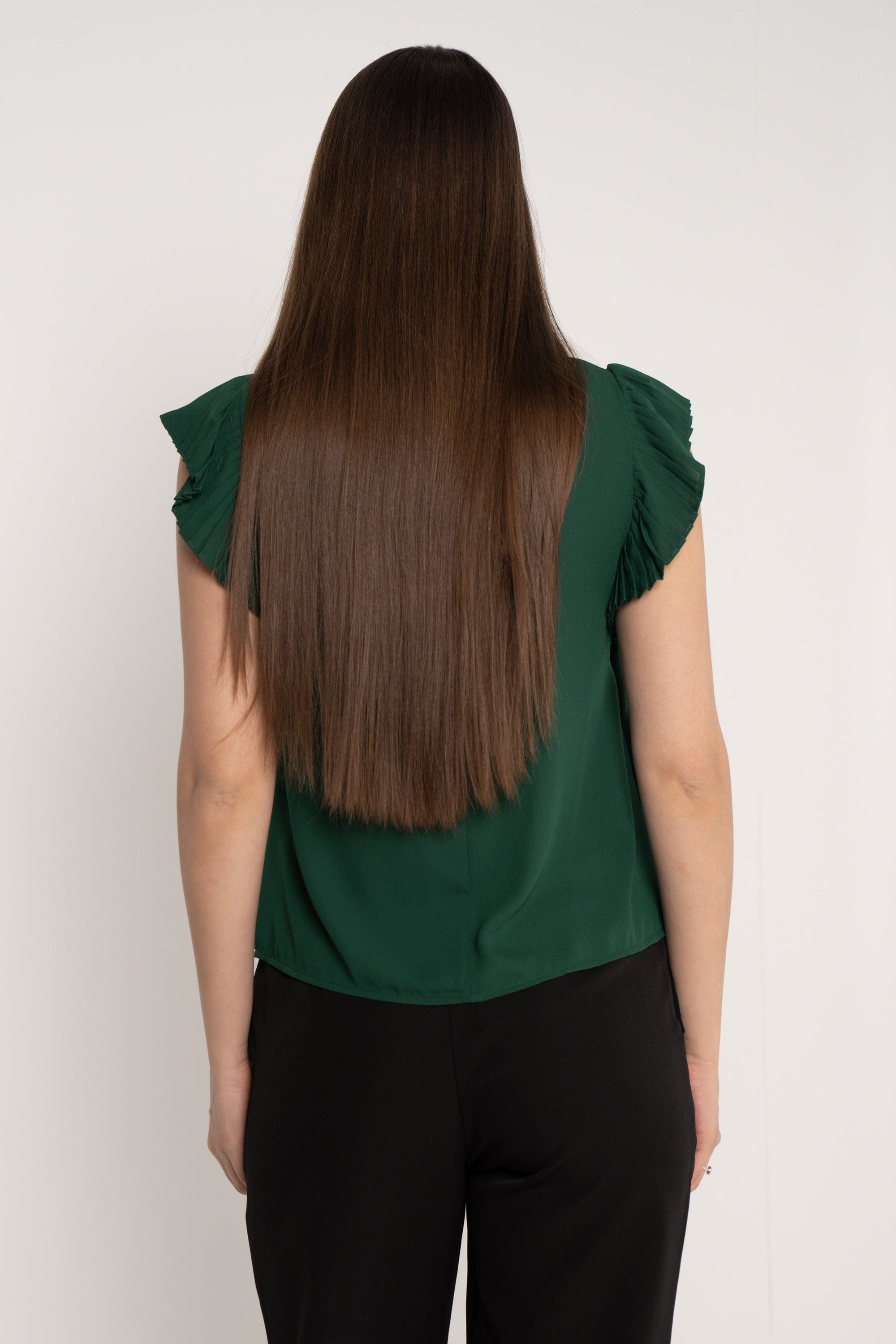 ميكا بلوزة سادة مكشكش أكمام قصيرة