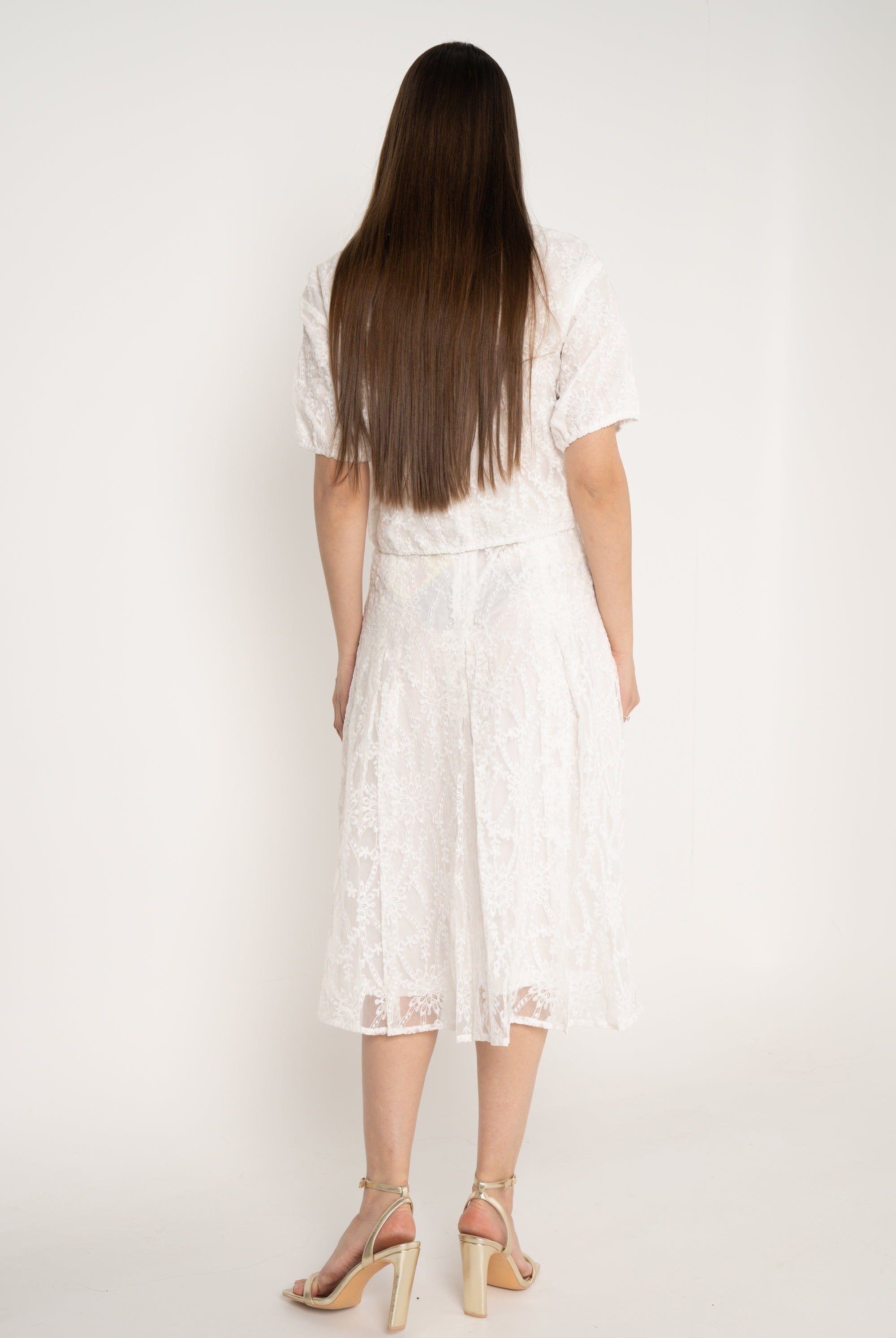 ميكا تنورة ميدي مطرزة مبطنة كلوش نسائي