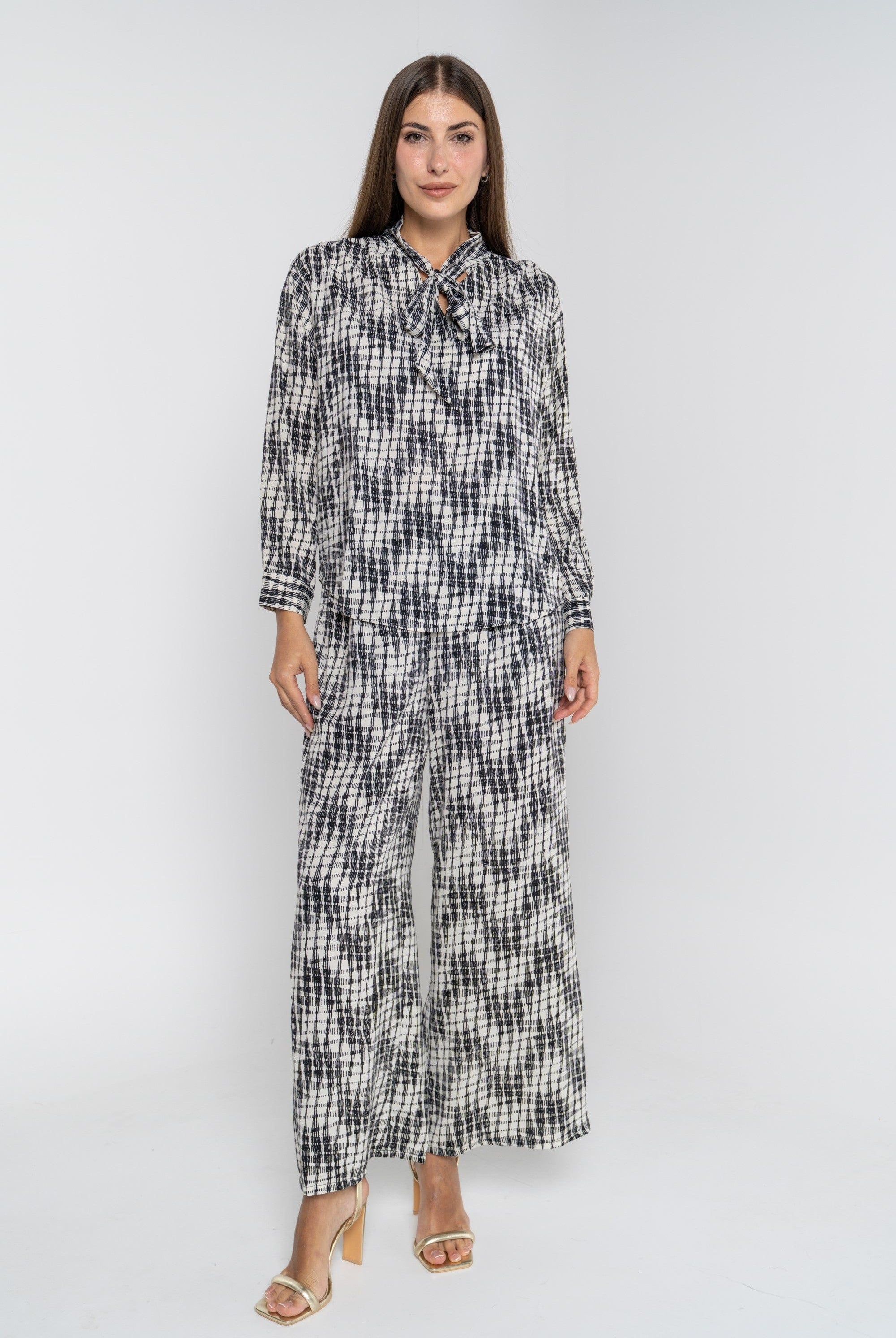 ميكا بنطلون طويل منقوش واسع