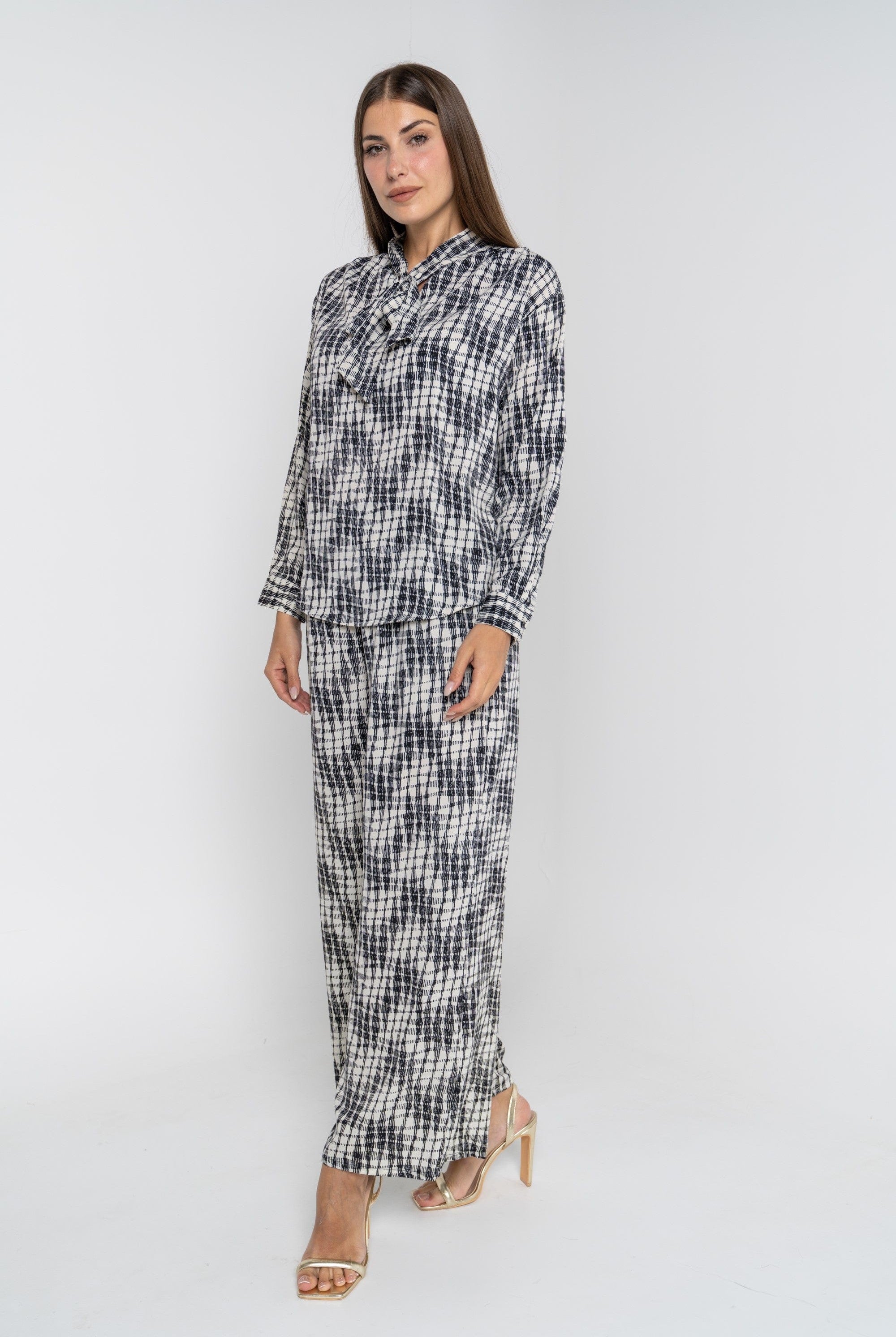 ميكا بنطلون طويل منقوش واسع