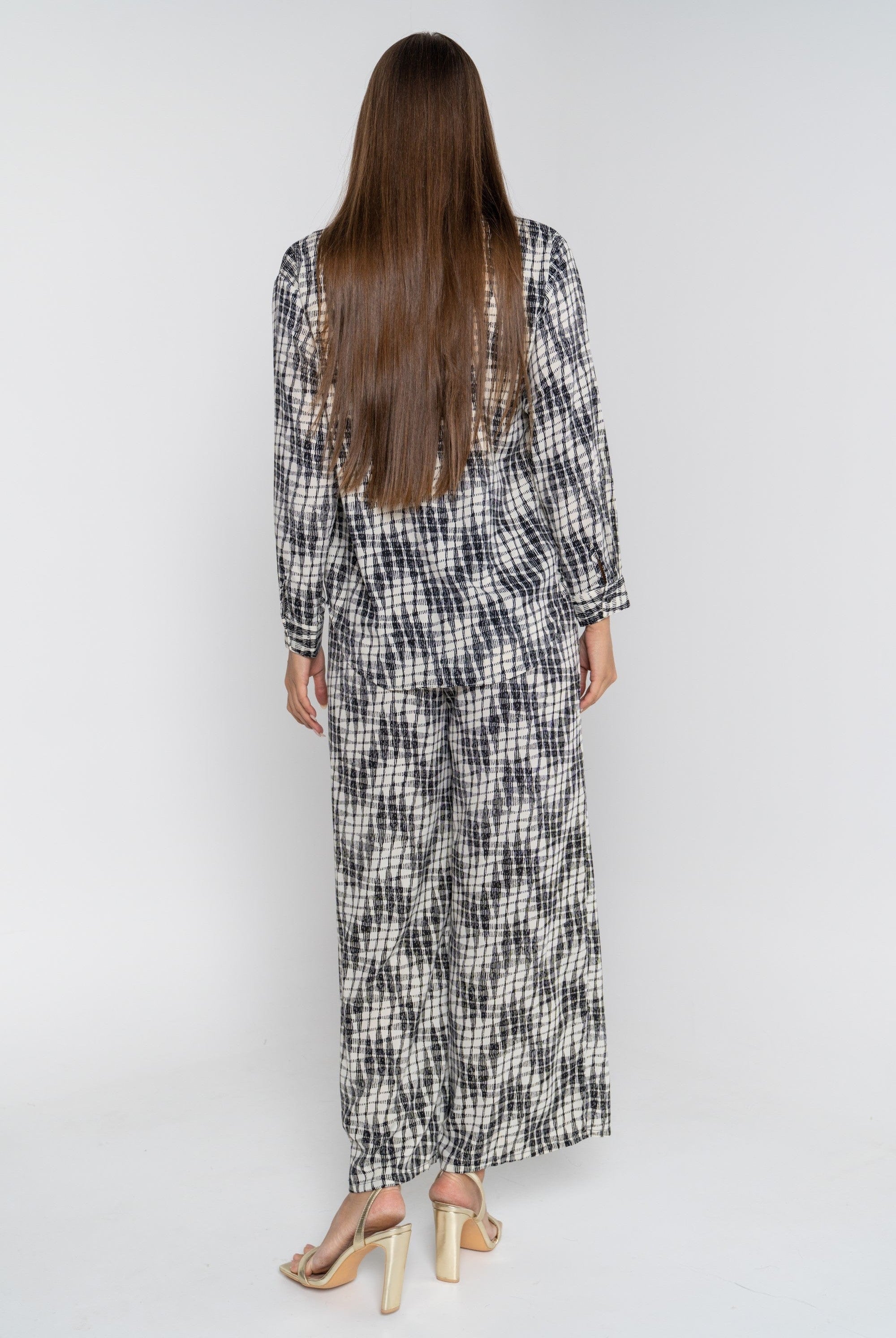 ميكا بنطلون طويل منقوش واسع