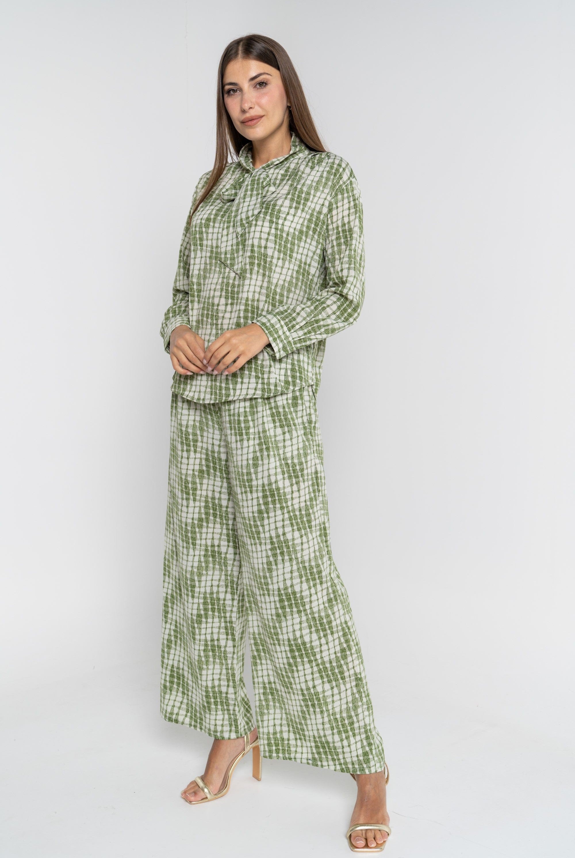 ميكا بنطلون طويل منقوش واسع