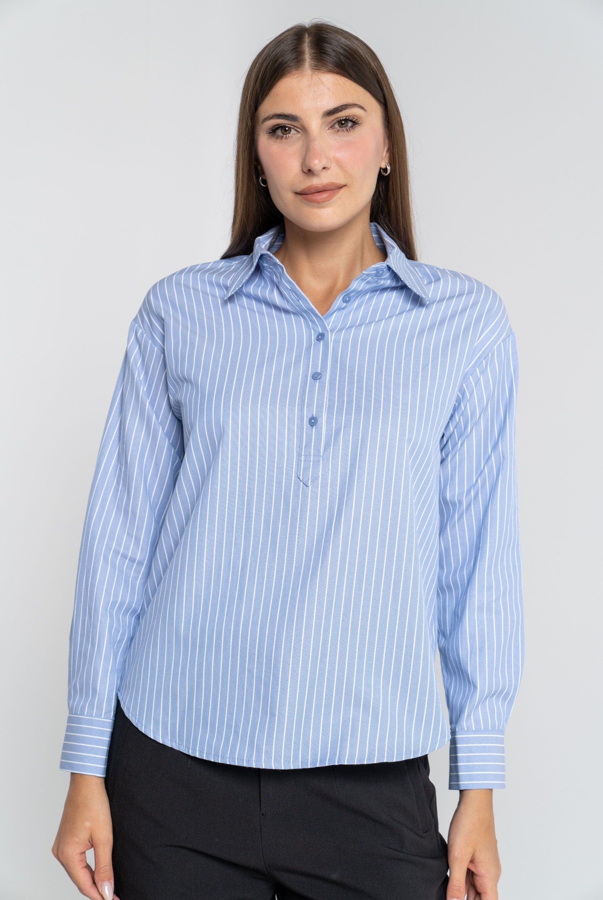 ميكا بلوزة مخططة بالطول أكمام طويلة