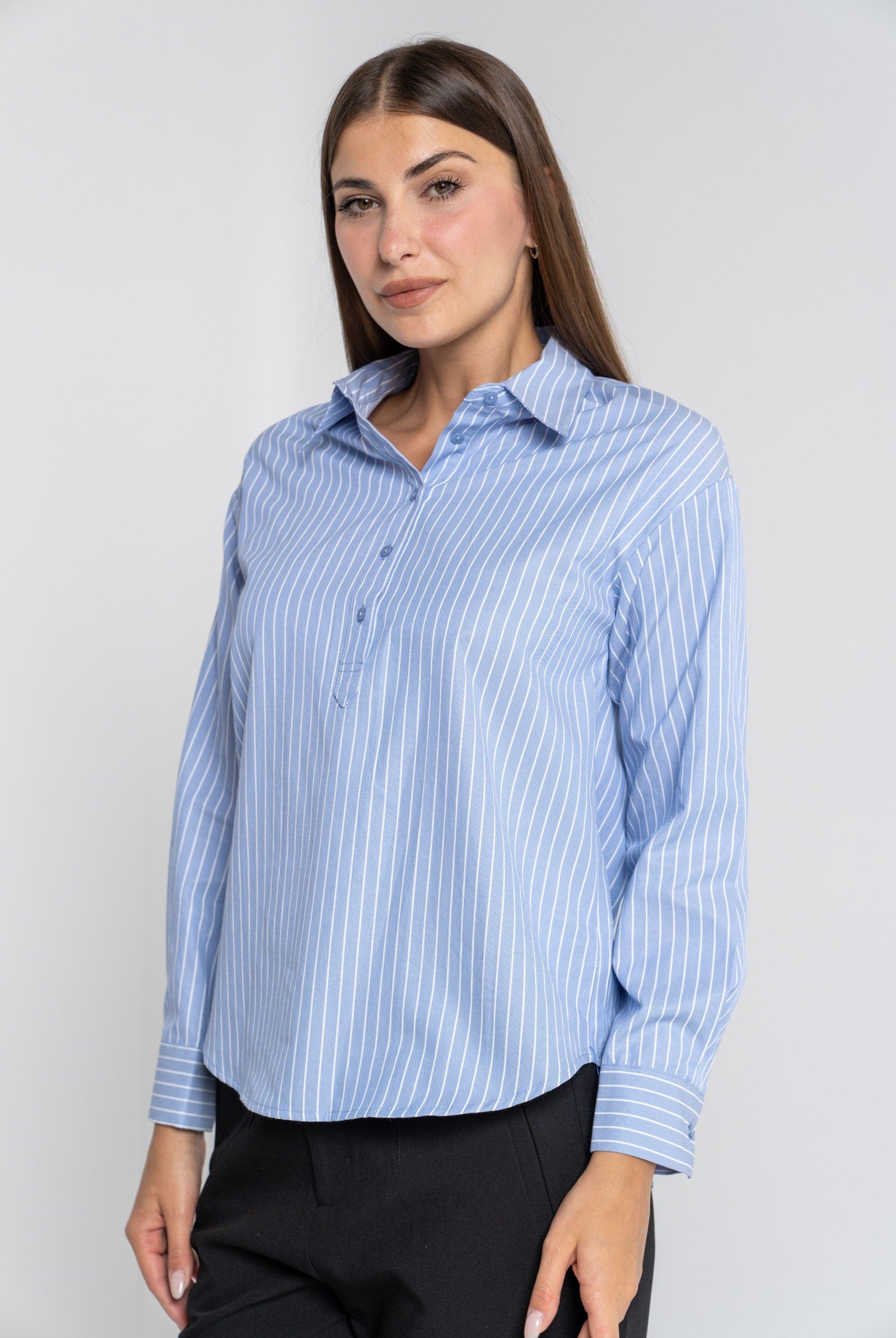 ميكا بلوزة مخططة بالطول أكمام طويلة